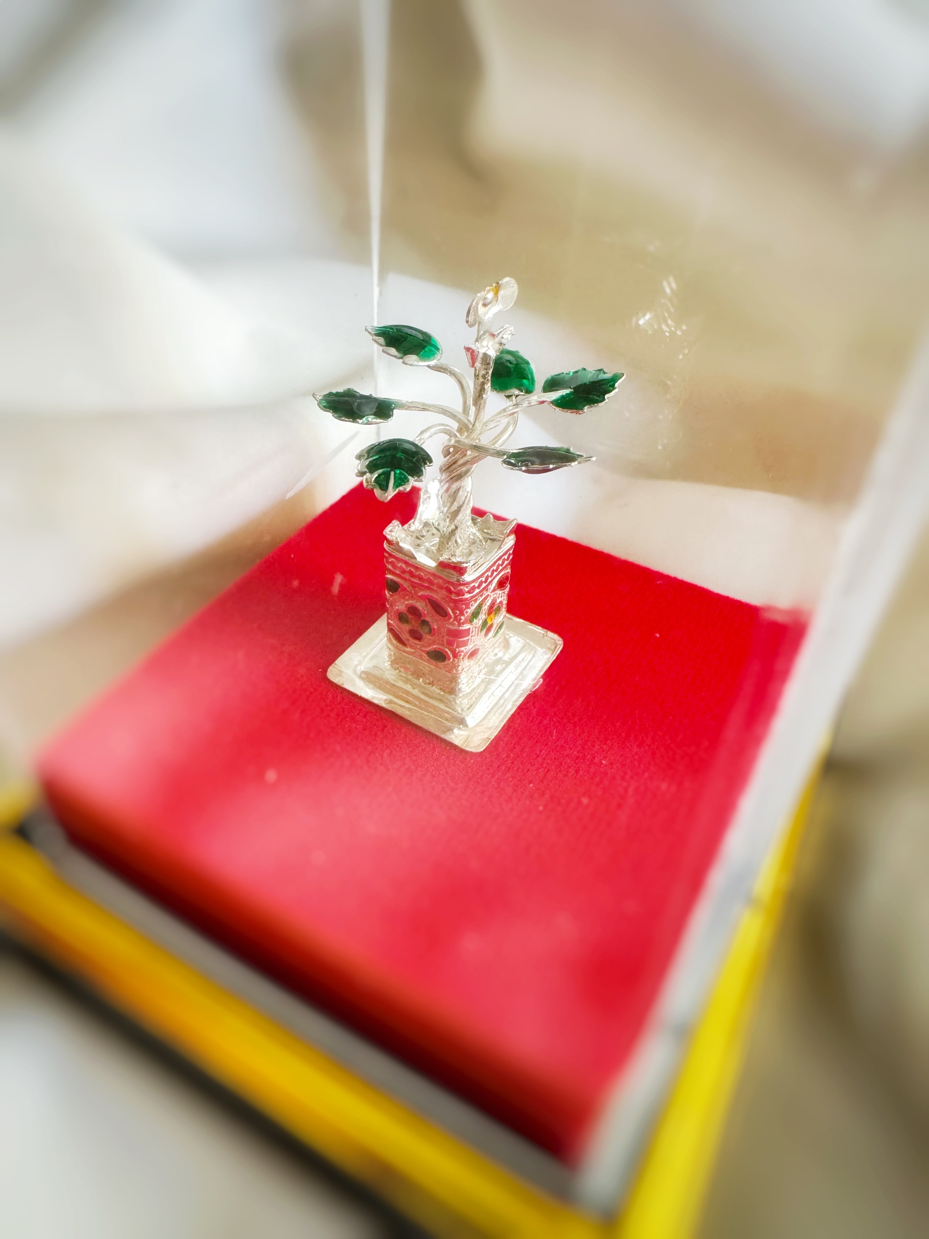 Small Silver Tulsi Plant in Pot (700 Silver) - Silver