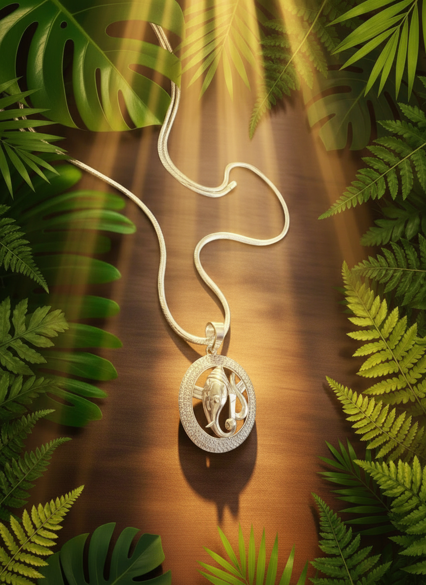 Silver Unisex Ganesha Pendant 92.5 (Without Chain)