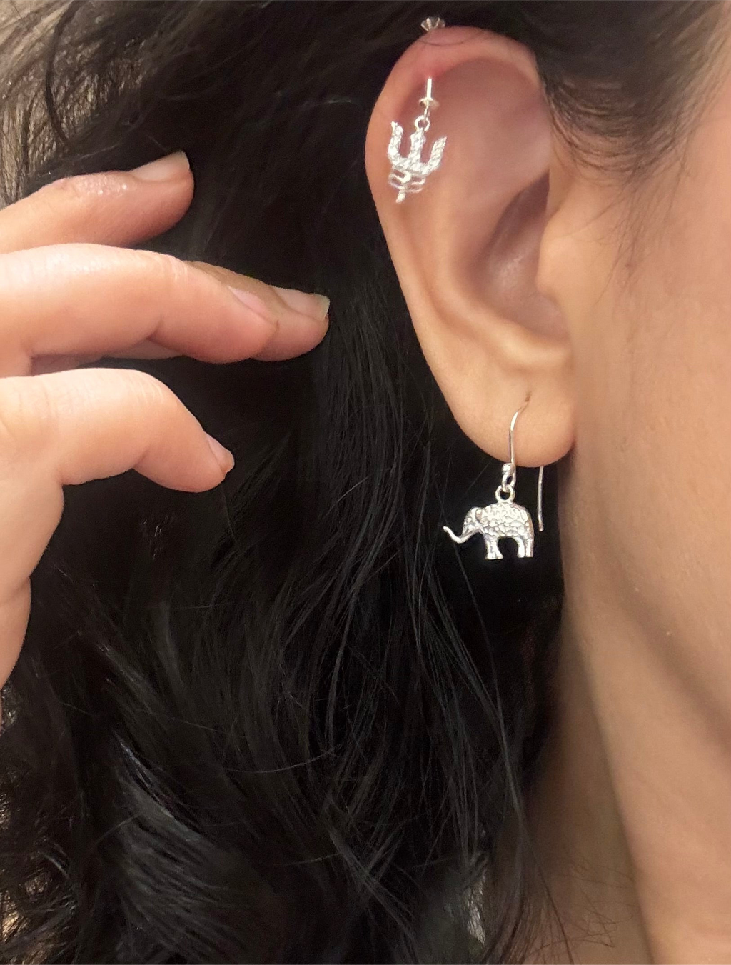 Haathi Shobha 92.5 Silver Drop Earrings - Handcrafted