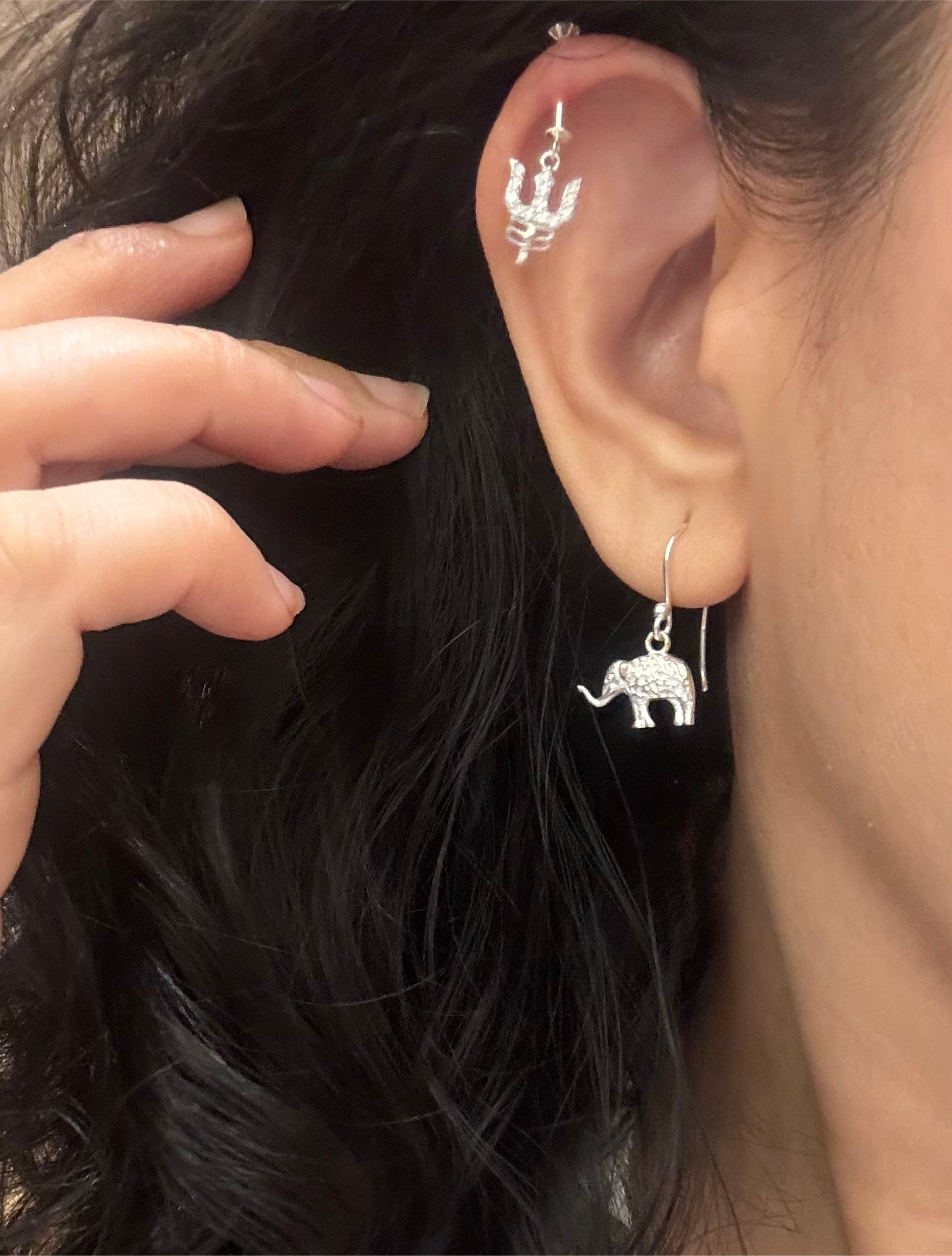 Haathi Shobha 92.5 Silver Drop Earrings - Handcrafted
