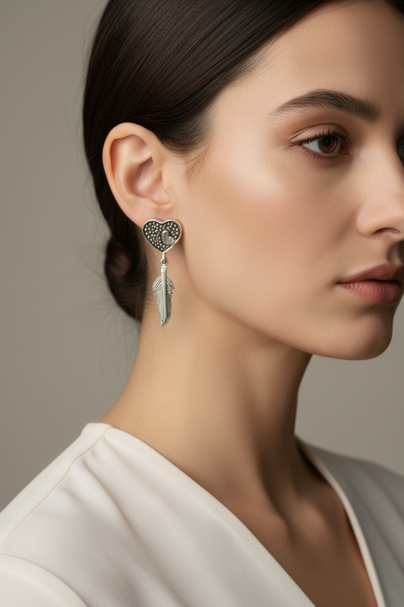 Silver Heart Earrings 925 Silver