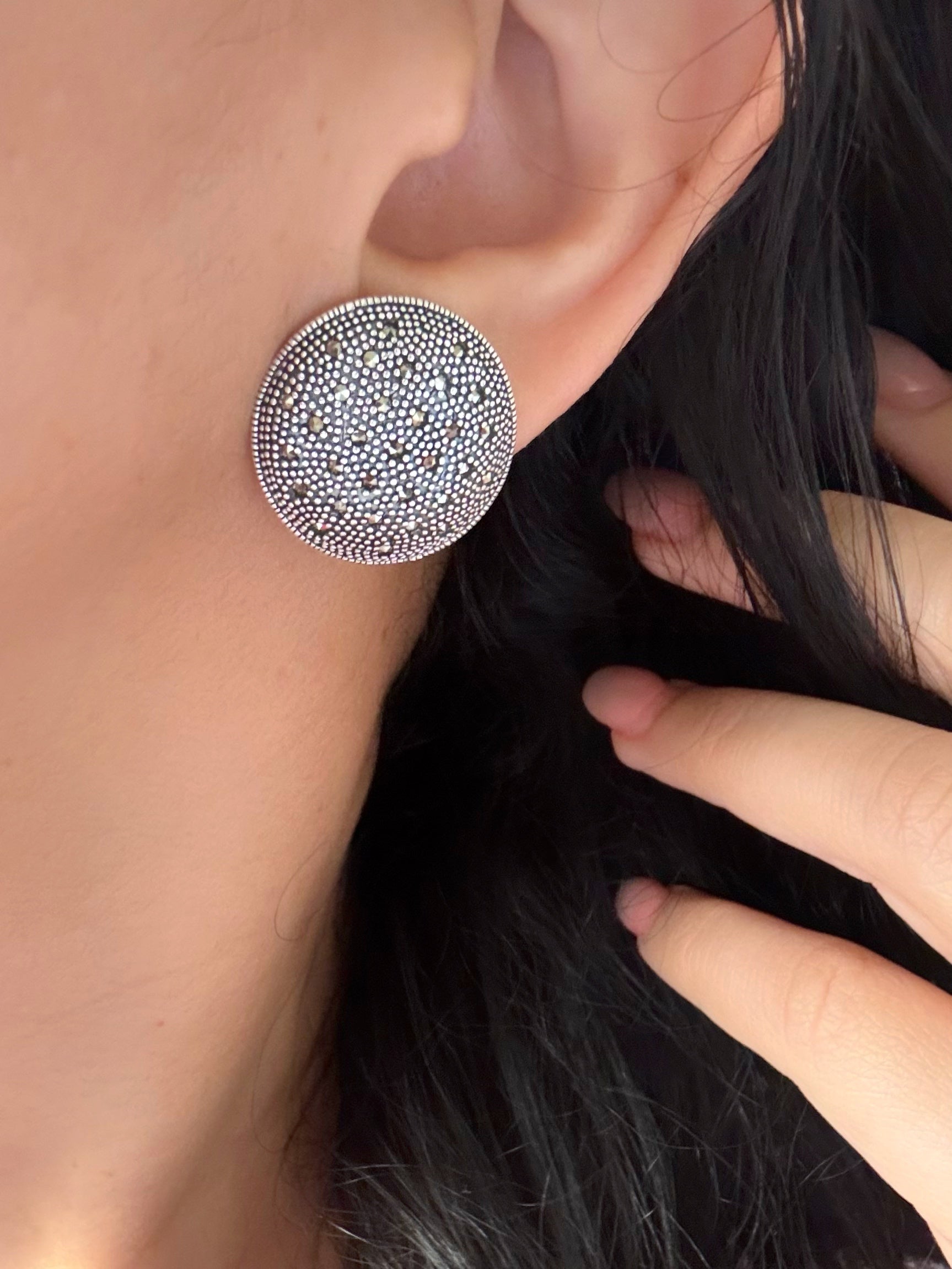Nakshi 92.5 Silver Marcasite Stud Earrings