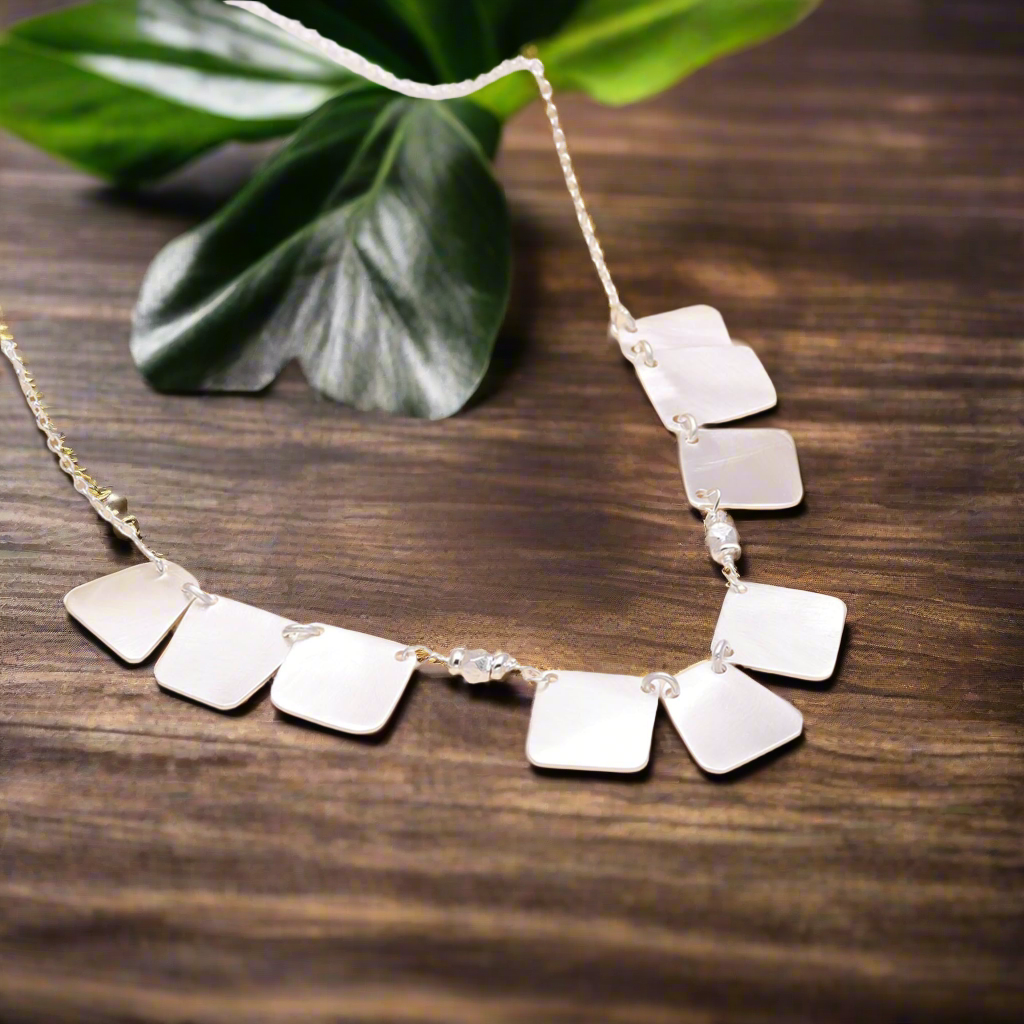 92.5 Silver Square Coins Necklace