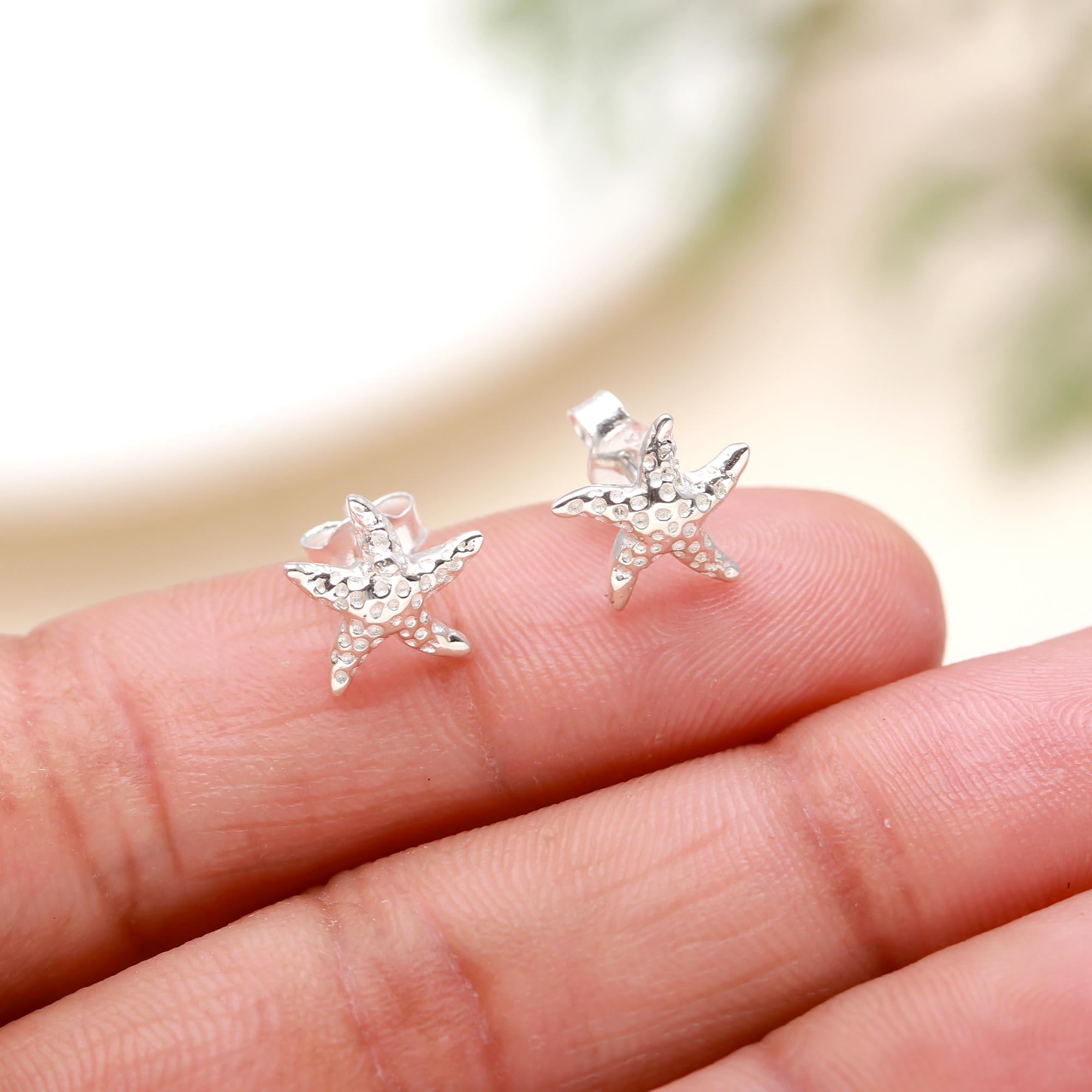92.5 Silver Starfish Statement Earrings