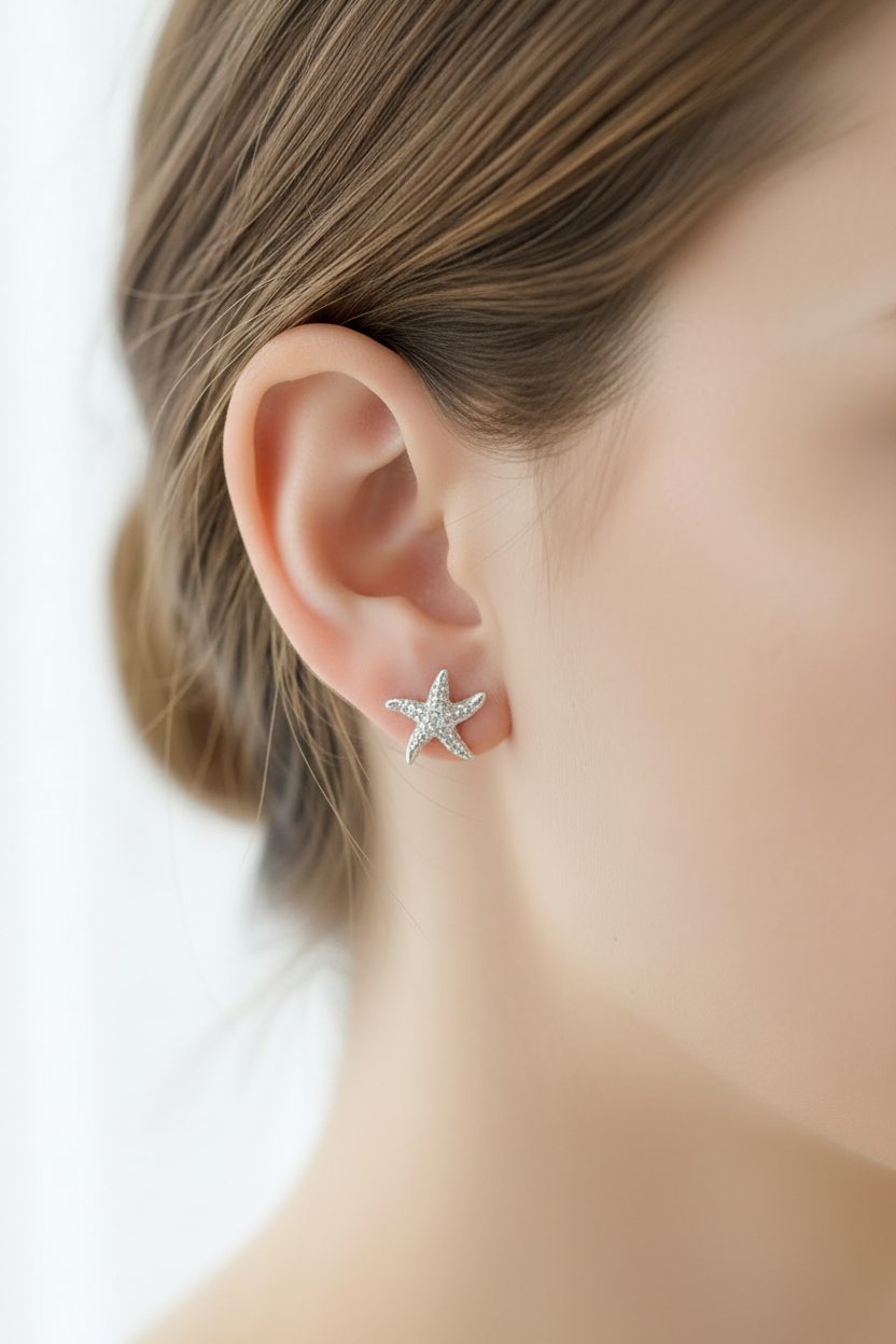 925 Silver Starfish Statement Earrings