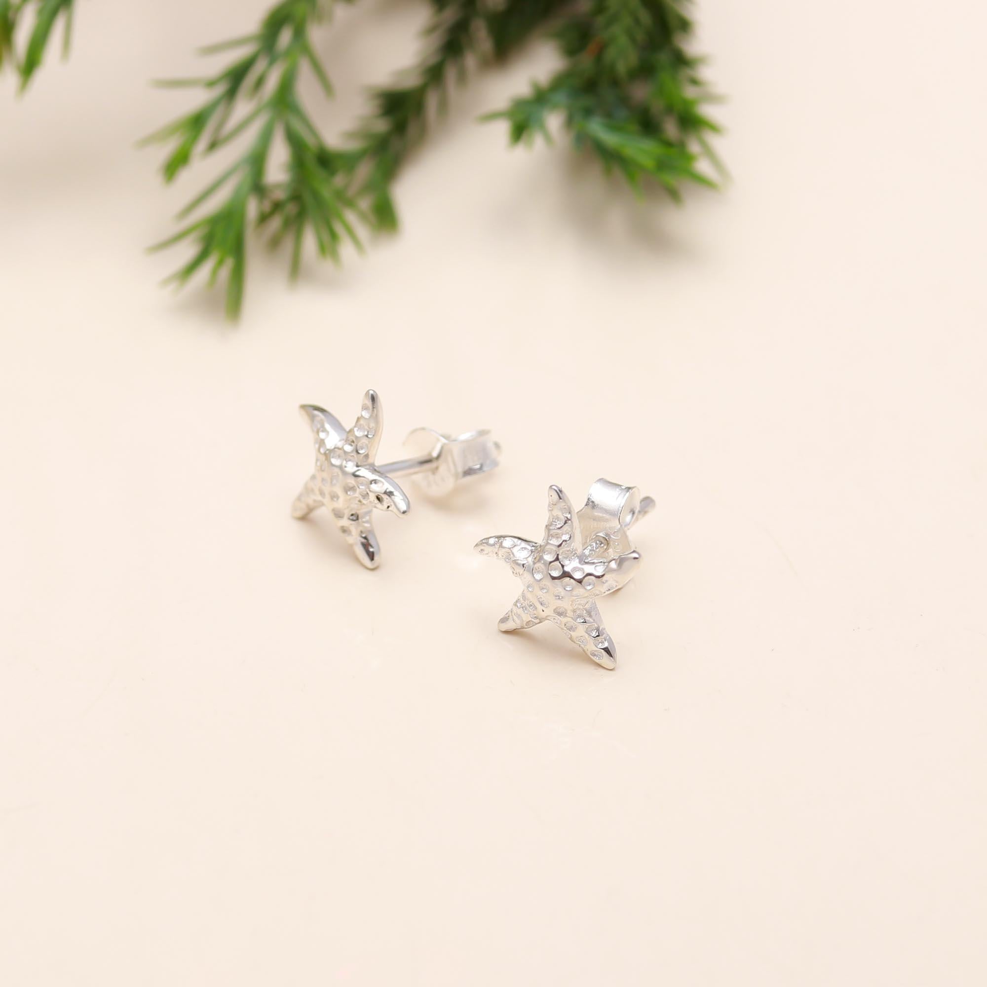 92.5 Silver Starfish Statement Earrings