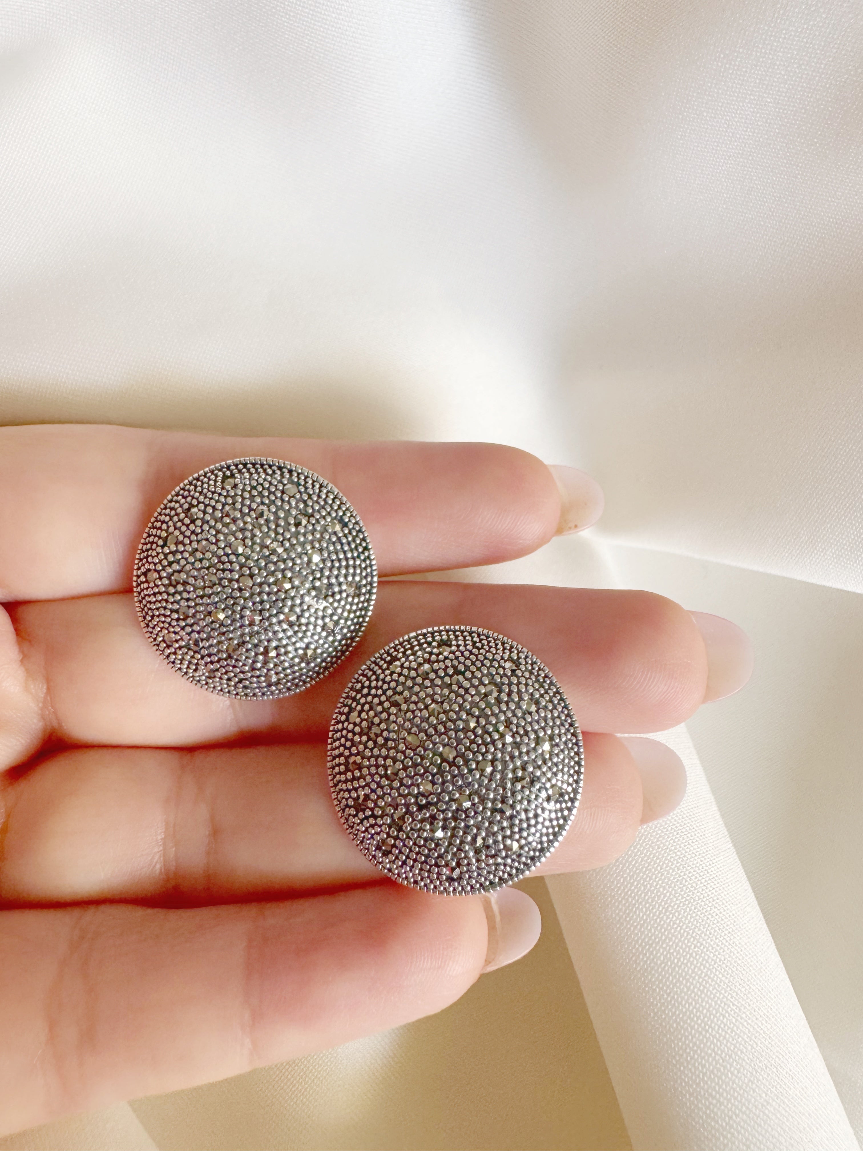 Nakshi 92.5 Silver Marcasite Stud Earrings