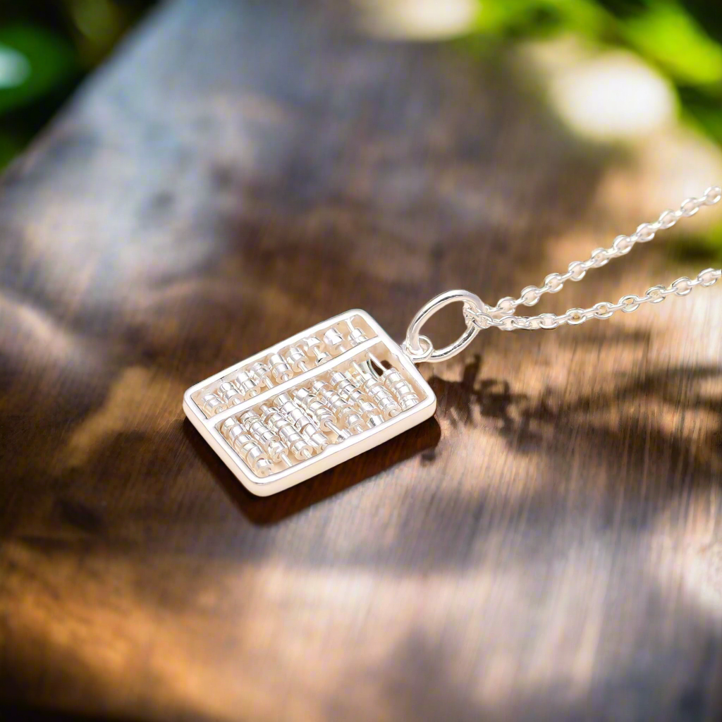 92.5 Silver Abacus Pendant with Chain Necklace