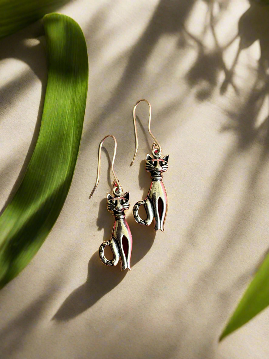92.5 Silver Cat Earrings