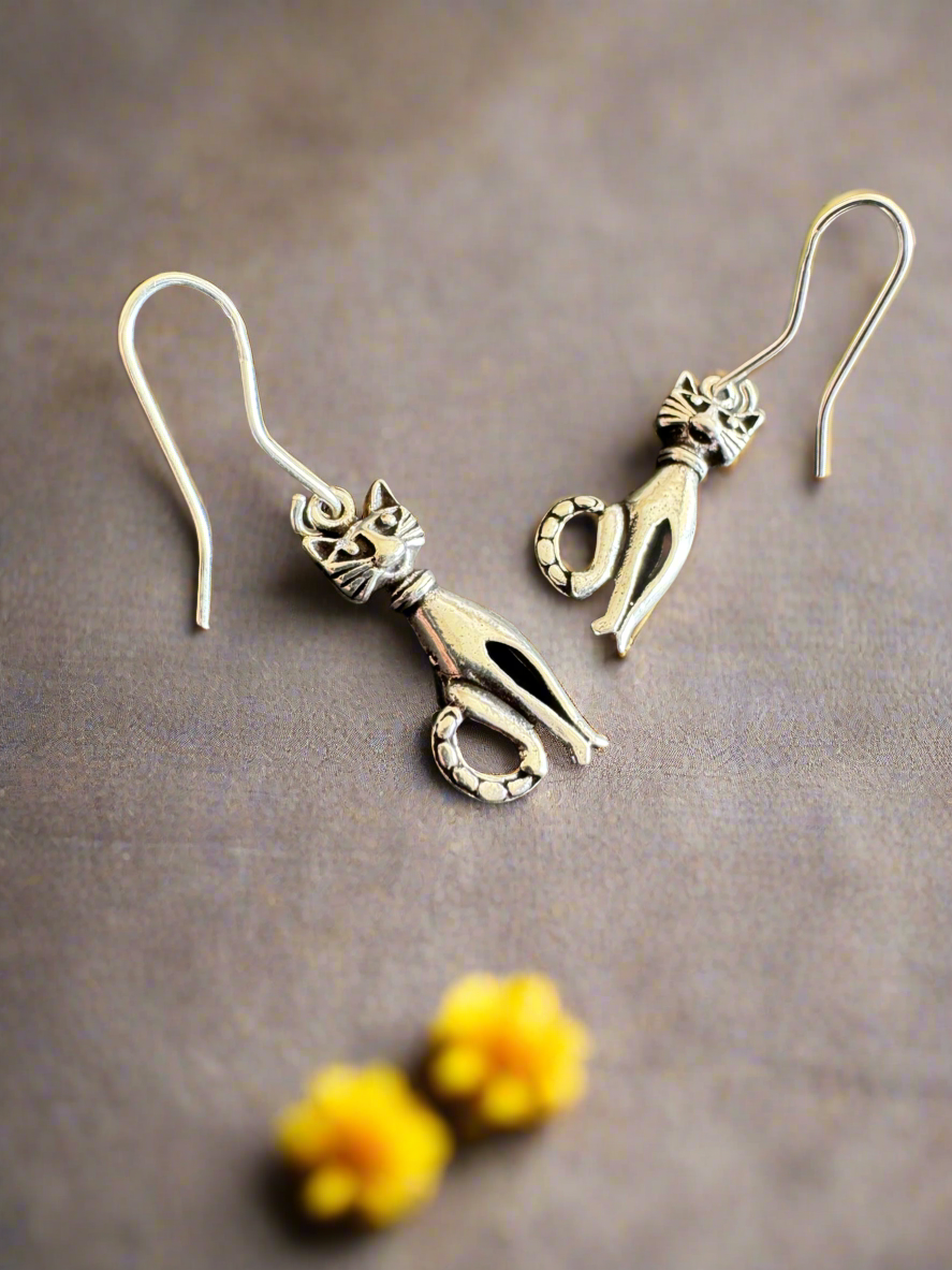 92.5 Silver Cat Earrings