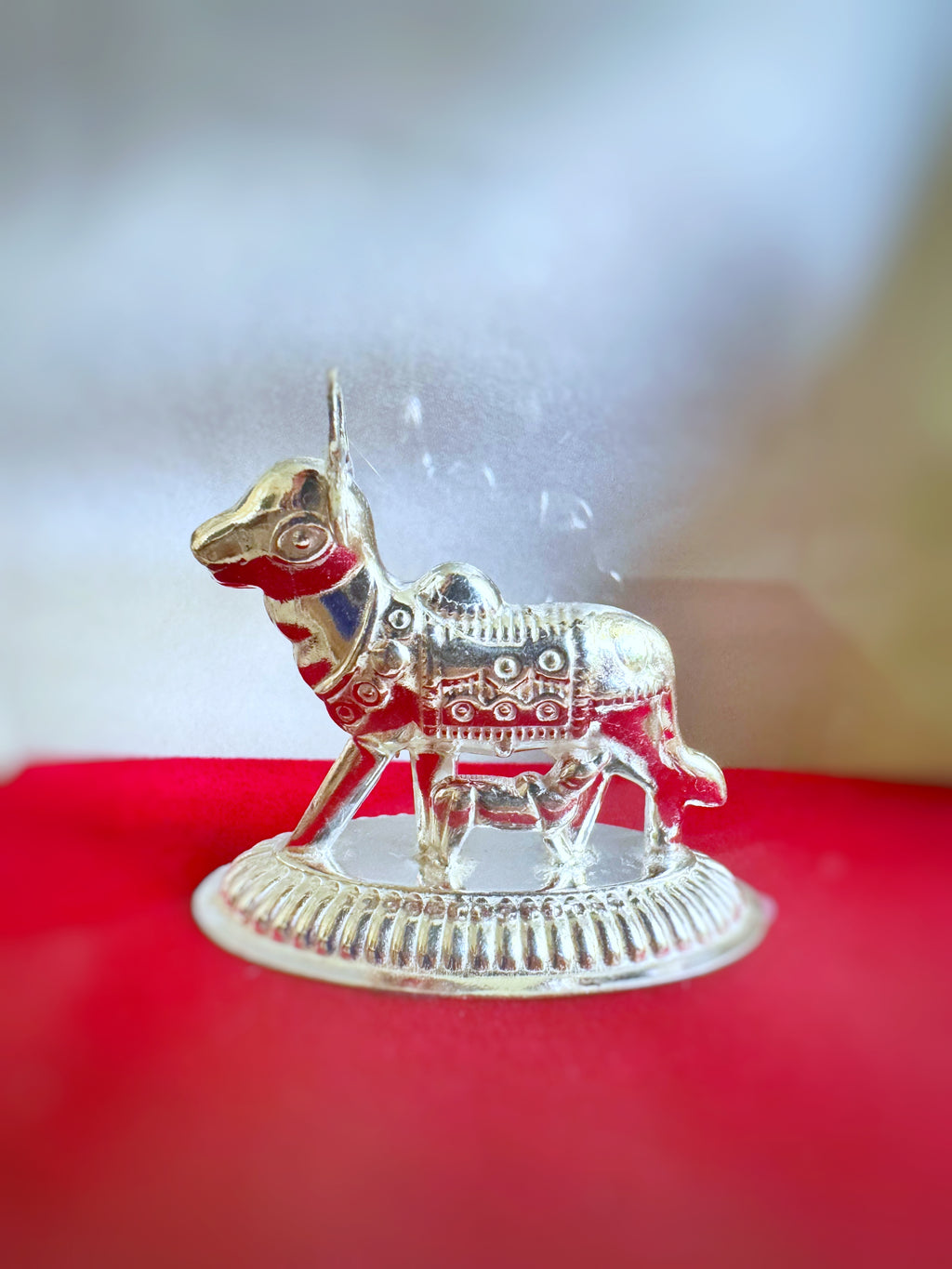 Kamdhenu Cow with Calf Idol (500 Silver)