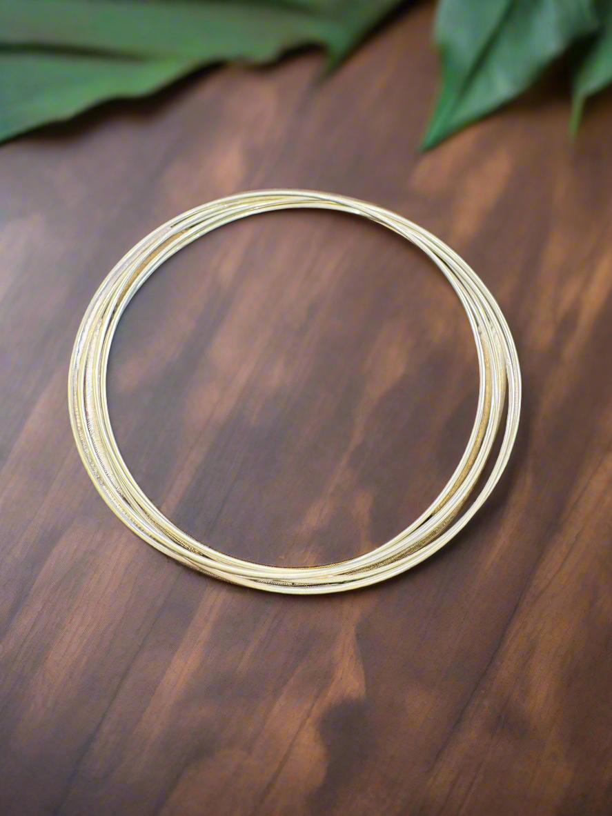 Set Of 5 Entangled Plain Sleek Bangles - 92.5 Silver