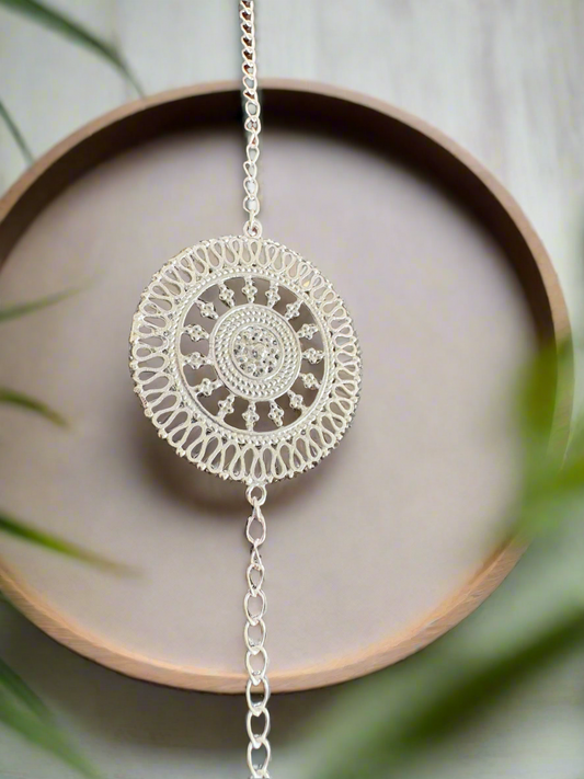 Kaarigari Mandala Handcrafted Rakhi in Pure 92.5 Silver