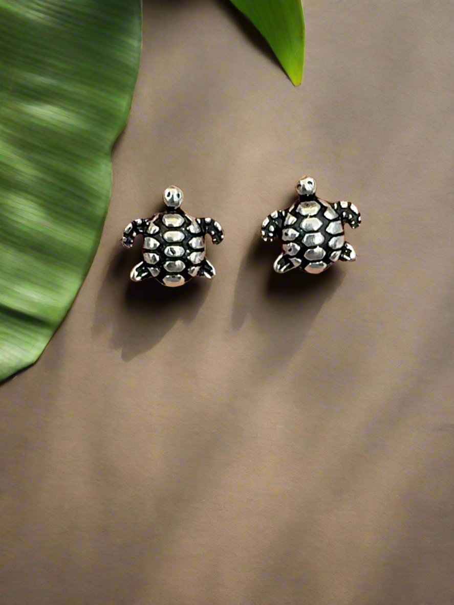 Sagarika – Turtle Stud 92.5 Silver Statement Earrings