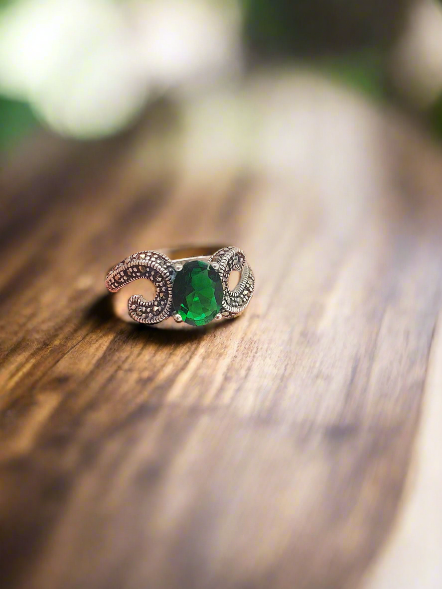 Marcasite Moonlit Grace Oval  92.5 Silver Ring