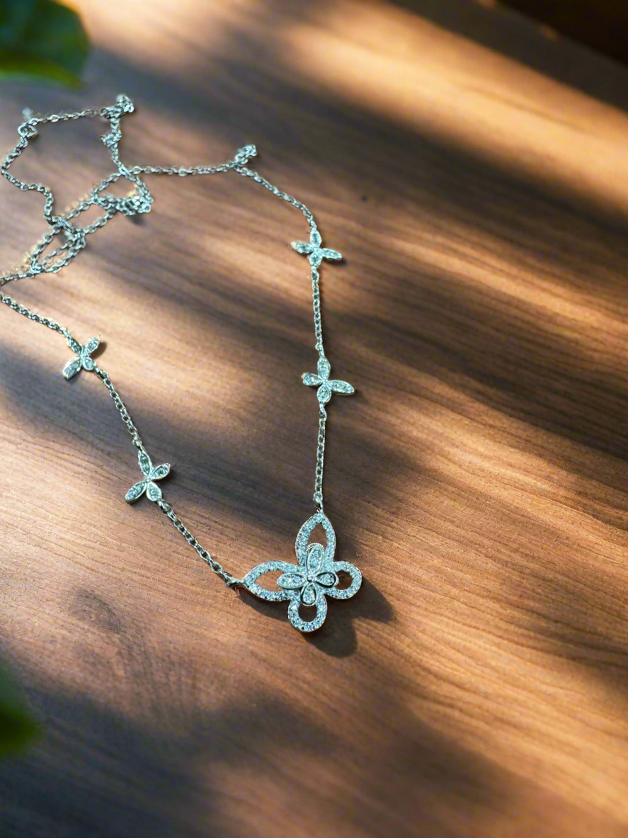 92.5 Silver Butterfly Pendant Minimalistic Necklace