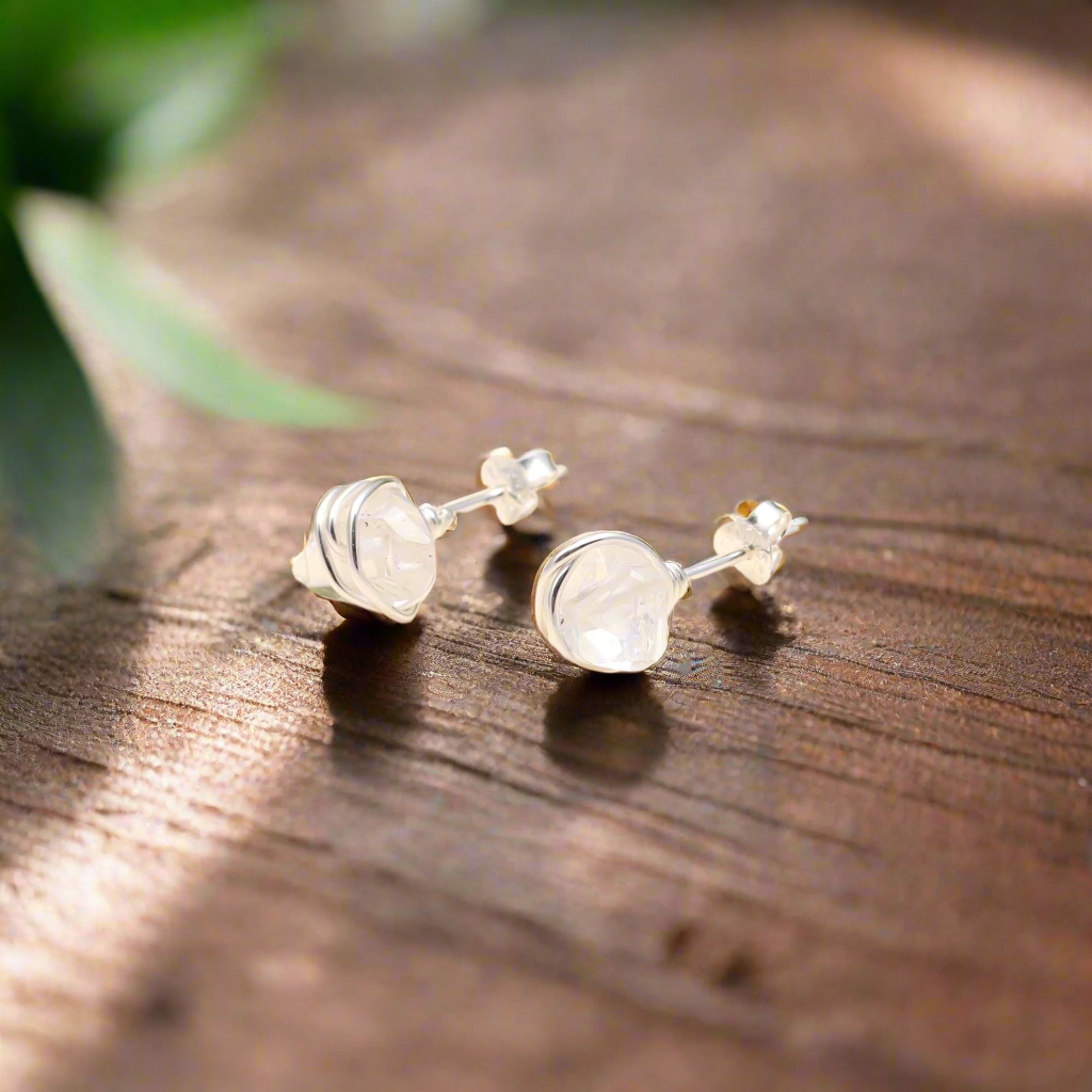 92.5 Silver Herkimer Stone Stud Earrings