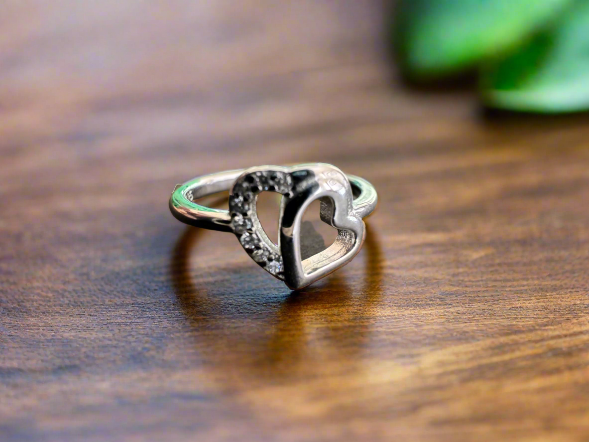 92.5 Silver Double Hearts Minimalistic Ring