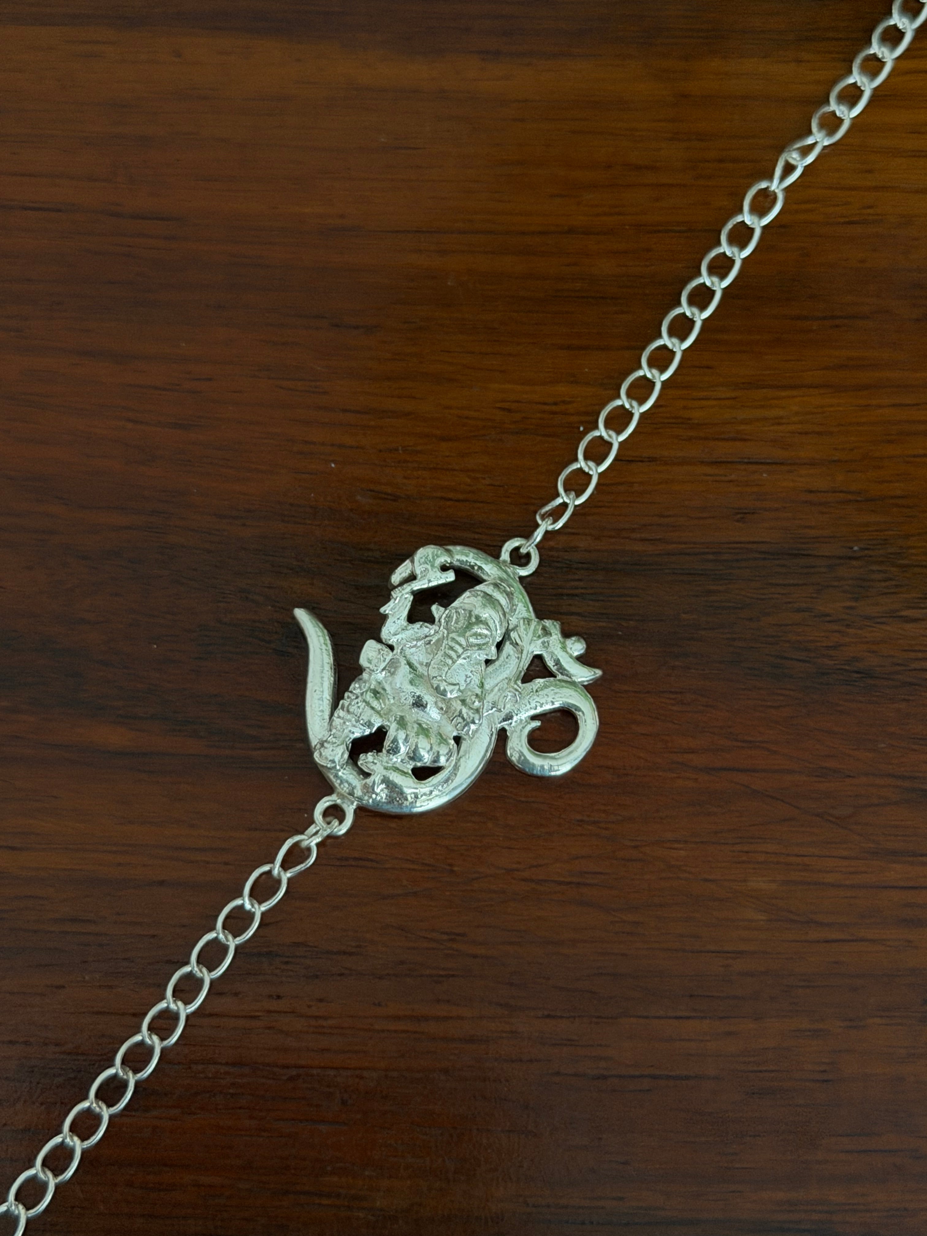 OM Ganesha Bracelet Rakhi - Hancrafted 925 Silver