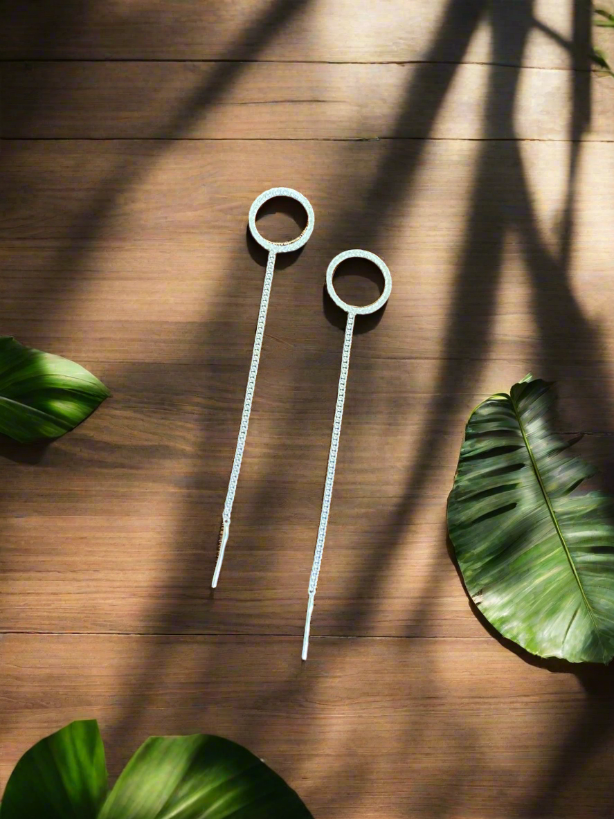 Jyoti Chakra Handcrafted 92.5 Silver Sui Dhaga Threader Earrings