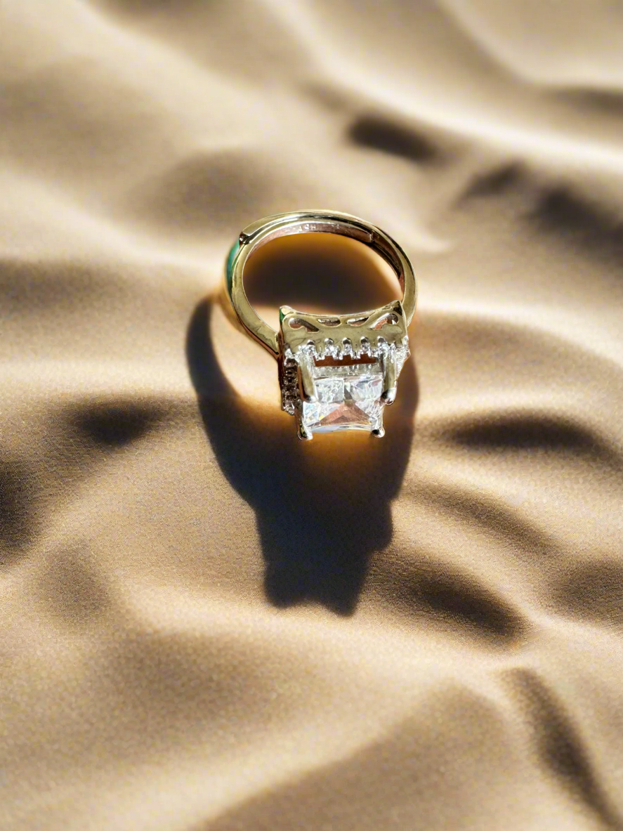 92.5 Silver Ring With Square Stone (Adjustable Size)