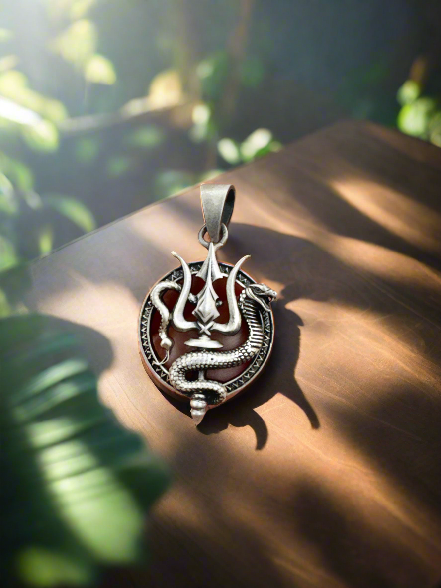 Nag Trishul 92.5 Silver Handcrafted Pendant (With or Without Chain)
