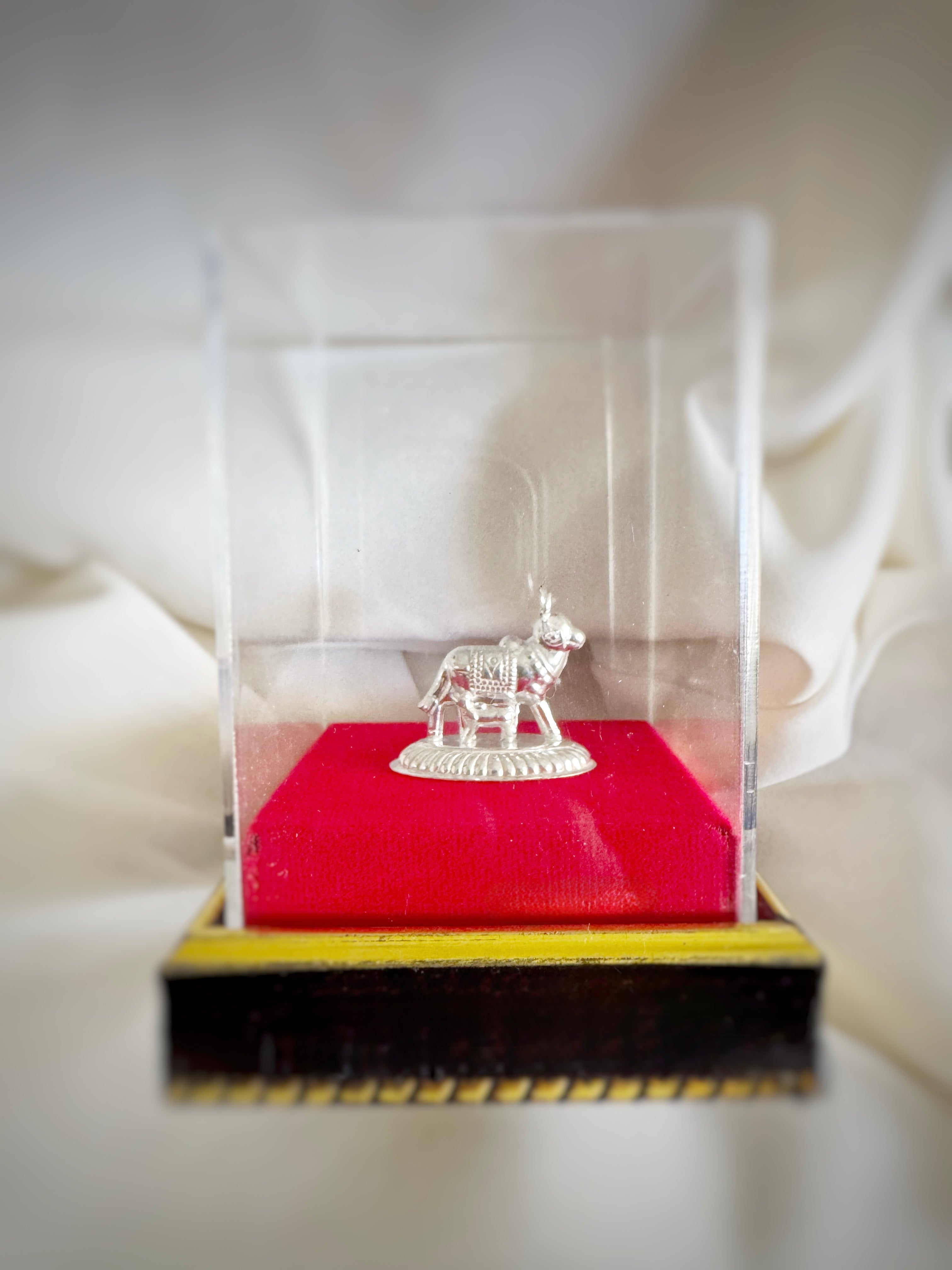 Kamdhenu Cow with Calf Idol (500 Silver)