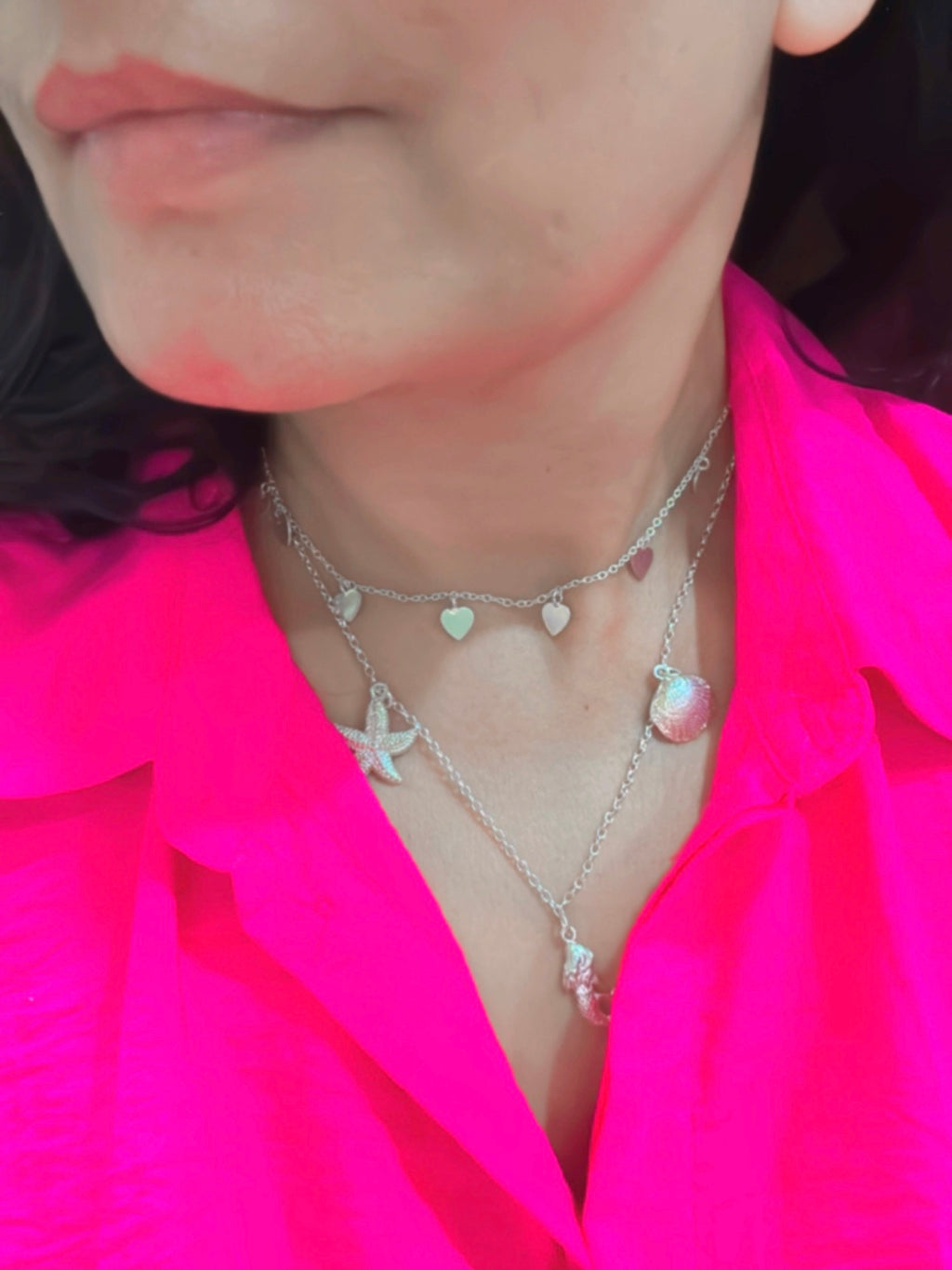 Sagarika – Heart Link Charm Necklace 92.5 Silver