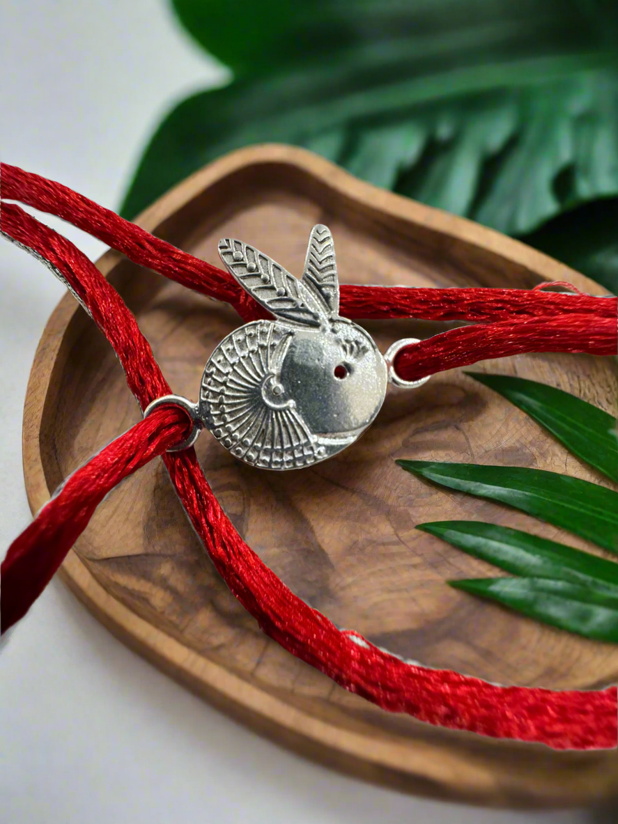 Kids Handcrafted Bunny Rabbit Rakhi in Pure 925 Silver