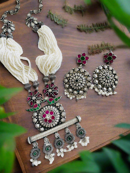 Maharani Phoolmoti Rani Haar Set – 92.5 Silver Temple Jewelry