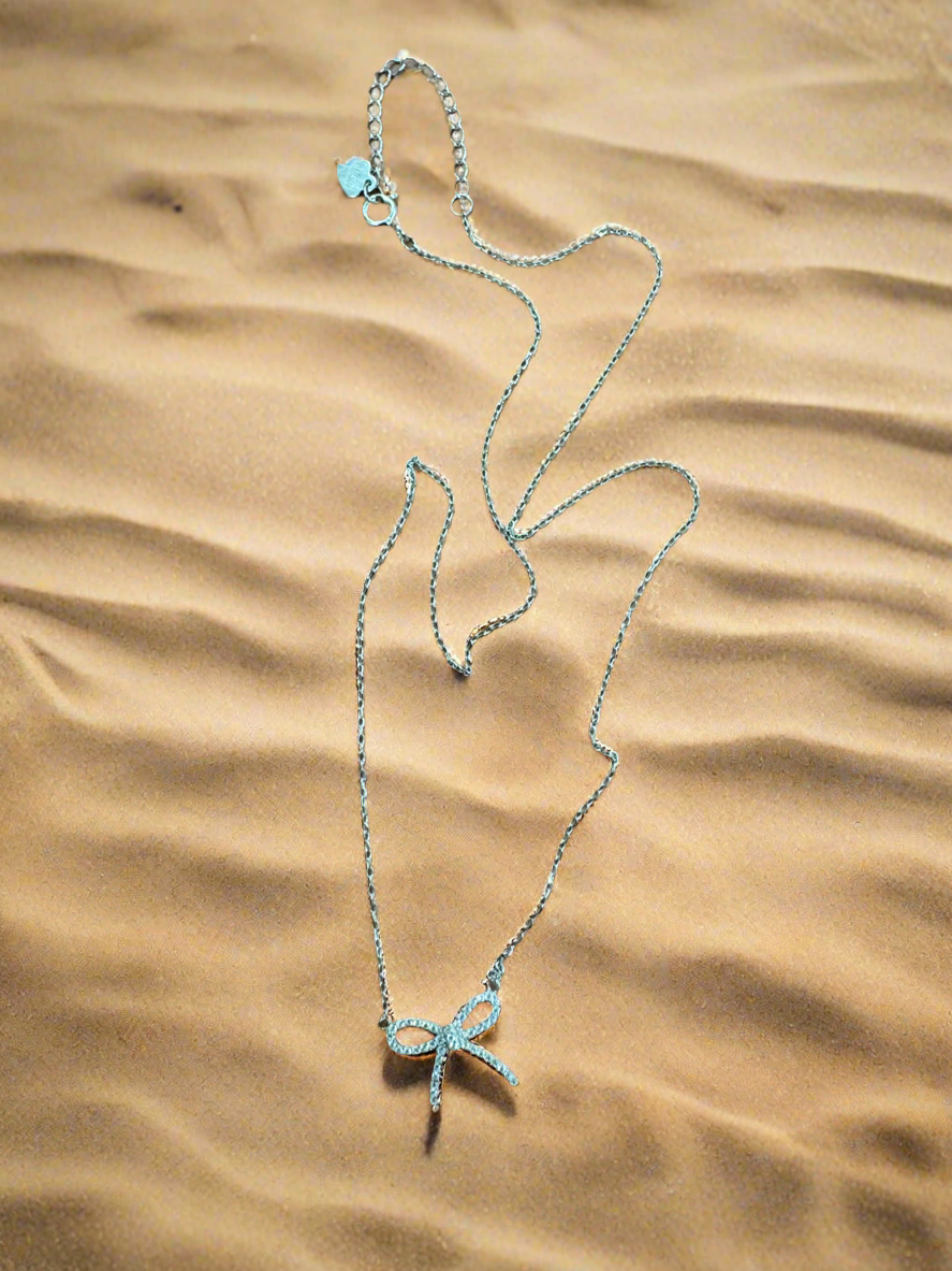 92.5 Silver Bow Pendant Minimalistic Necklace