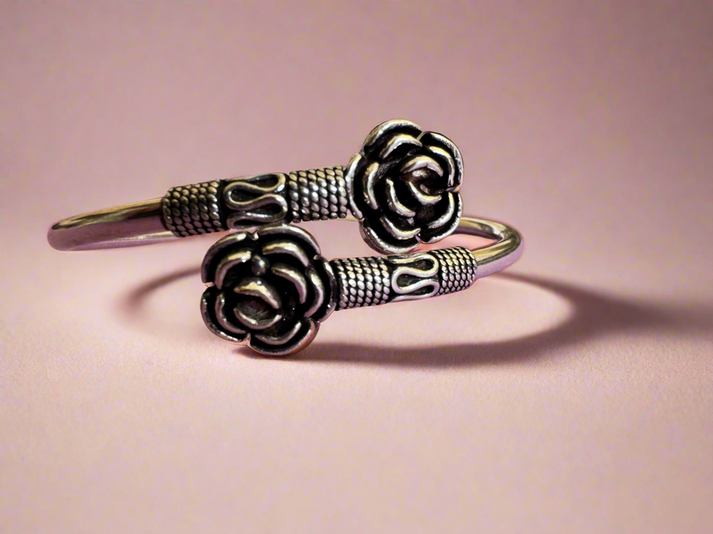 Antique 92.5 Silver Rose Bracelet