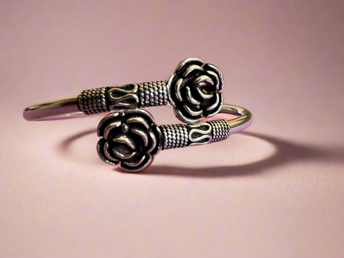 Antique Silver Rose Bracelet