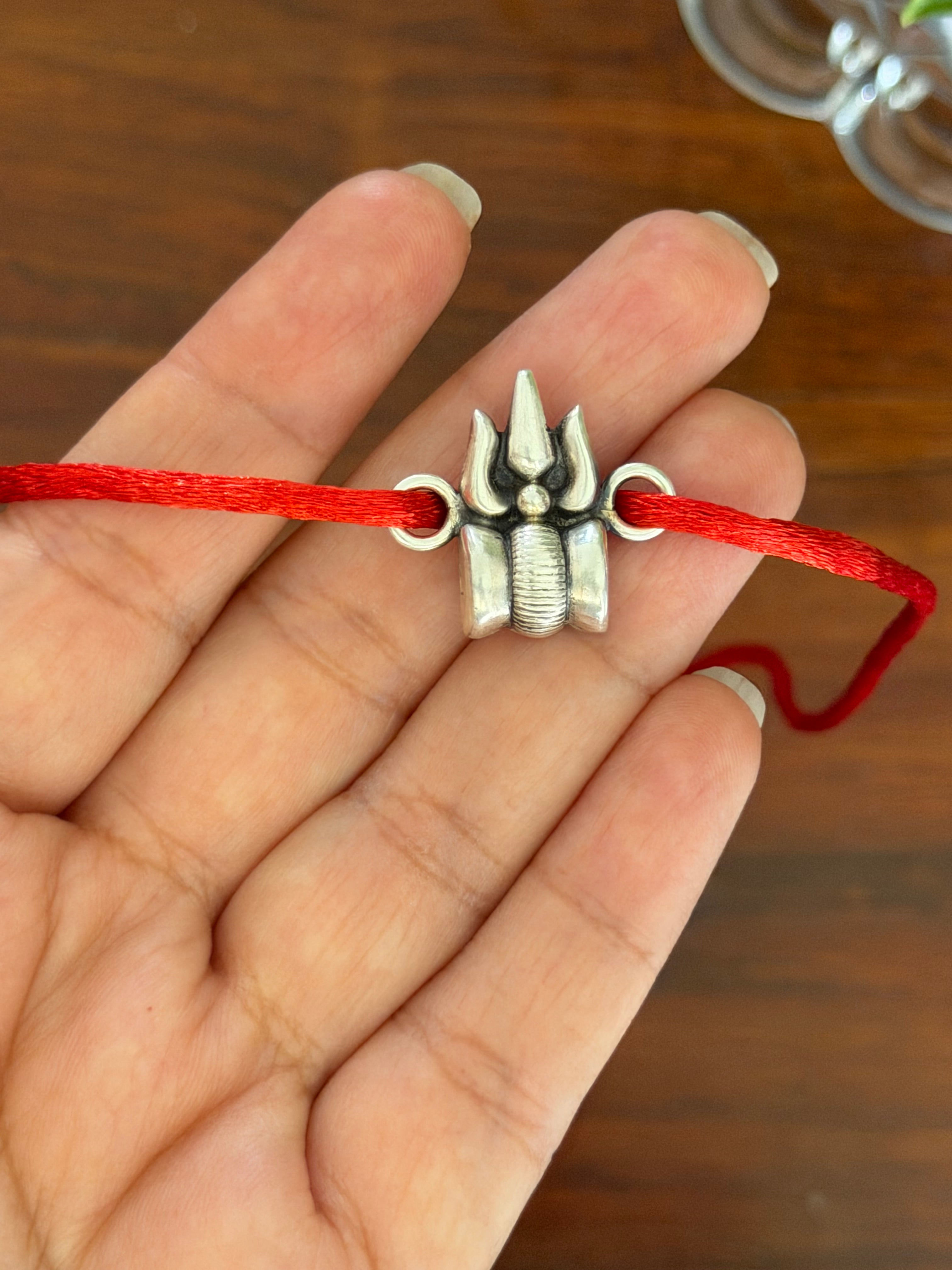 Shiva Trishul Damru- Without Chain 925 Silver Rakhi