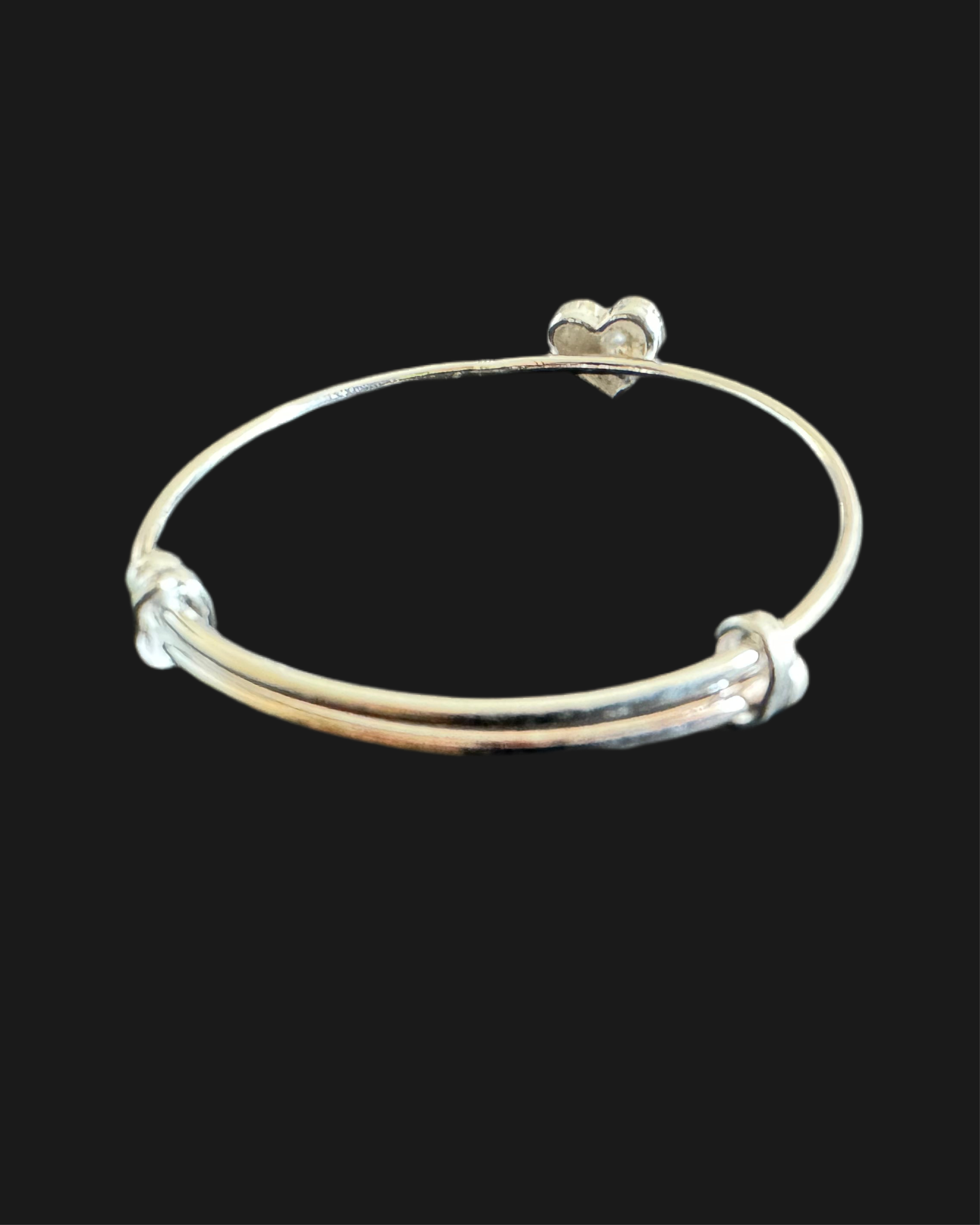 92.5 Silver Pink Heart Flexible Size Bracelet for Kids
