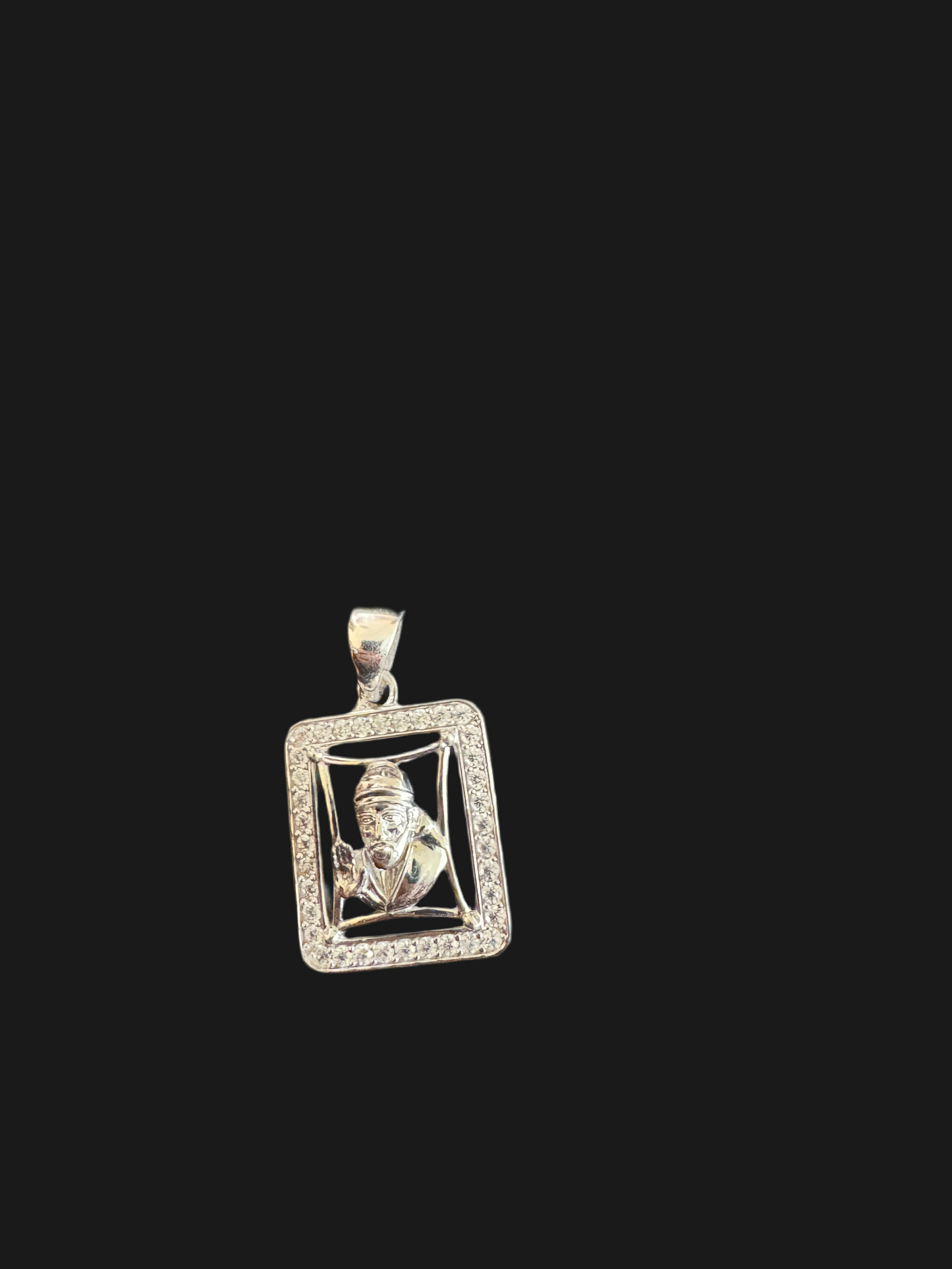 92.5 Silver Unisex Sai Baba Pendant (Without Chain)