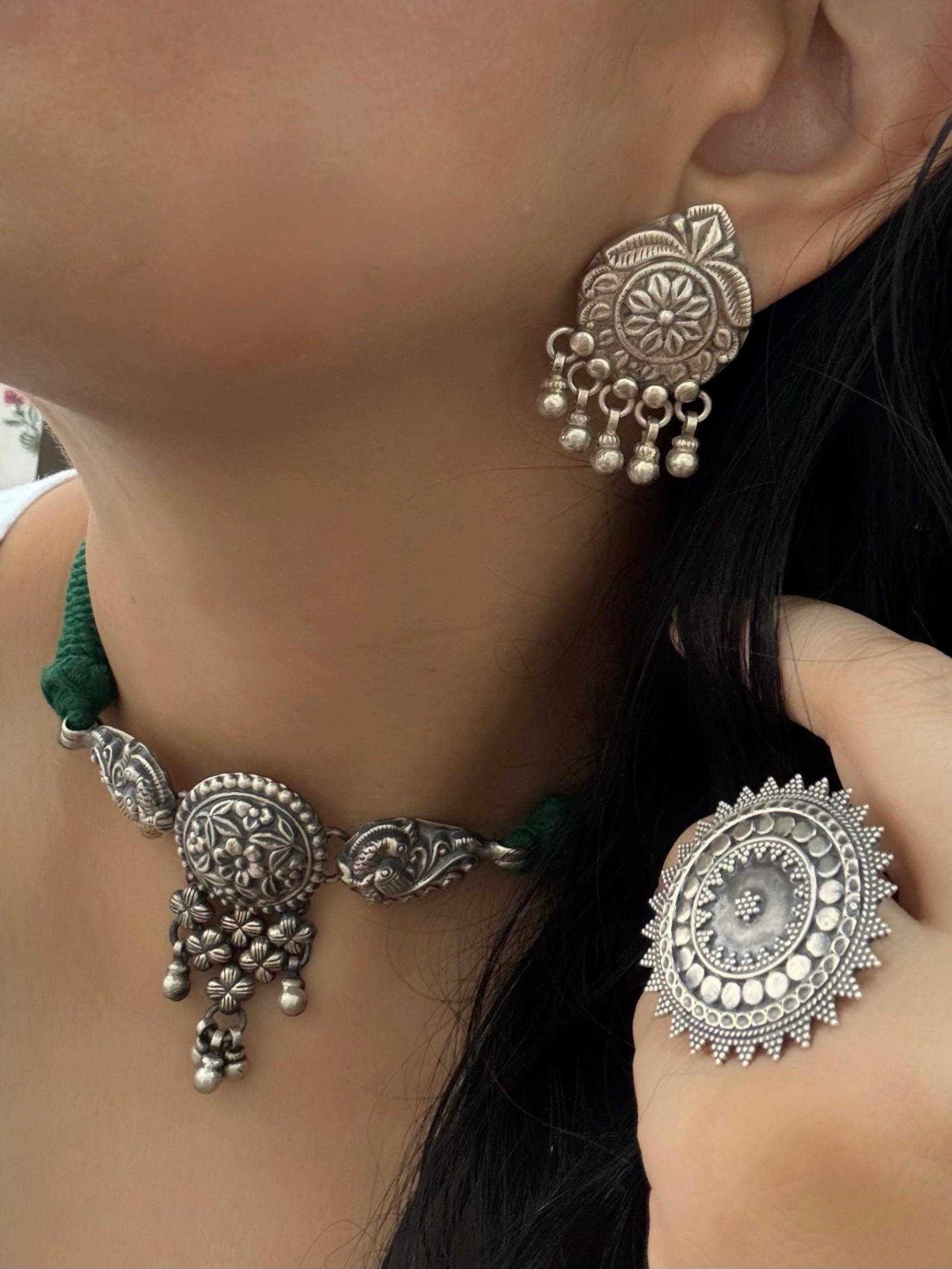 Pankhudi – 92.5 Silver Tribal Choker Handcrafted