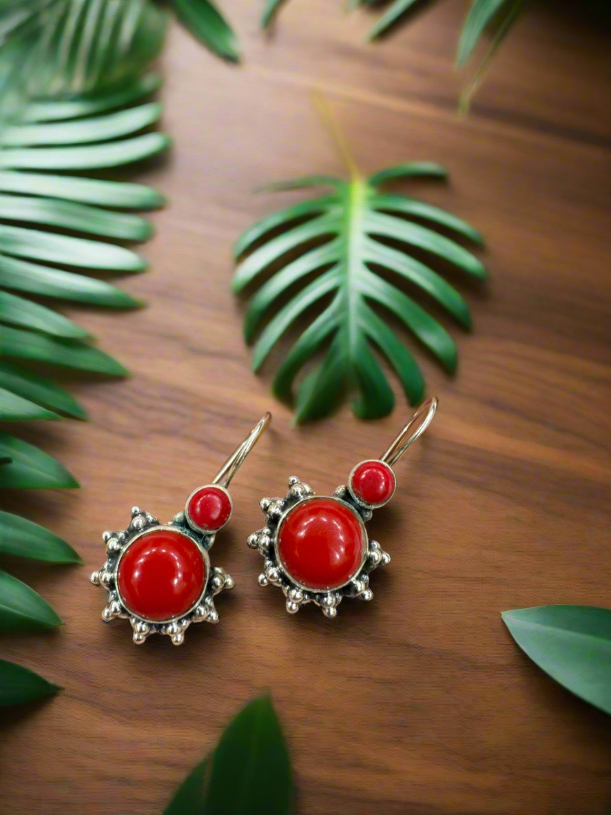 (Copy) Silver Red Hanging Earrings