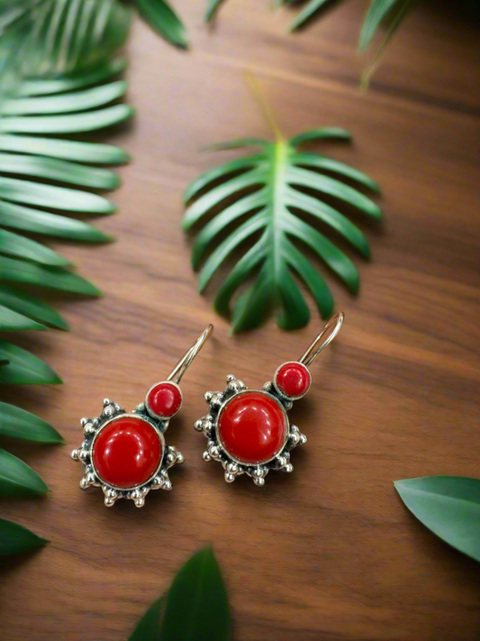 (Copy) Silver Red Hanging Earrings