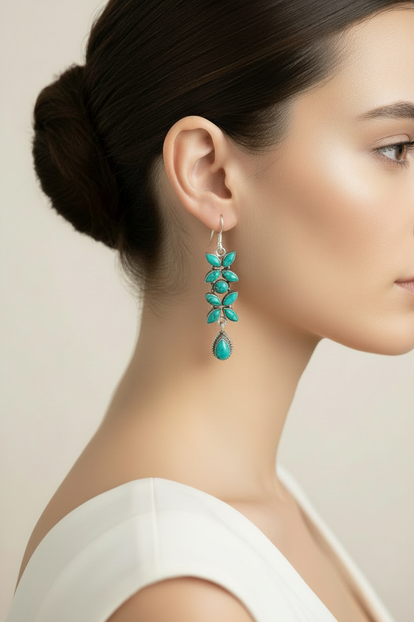 925 Silver Turquoise Hanging Earrings