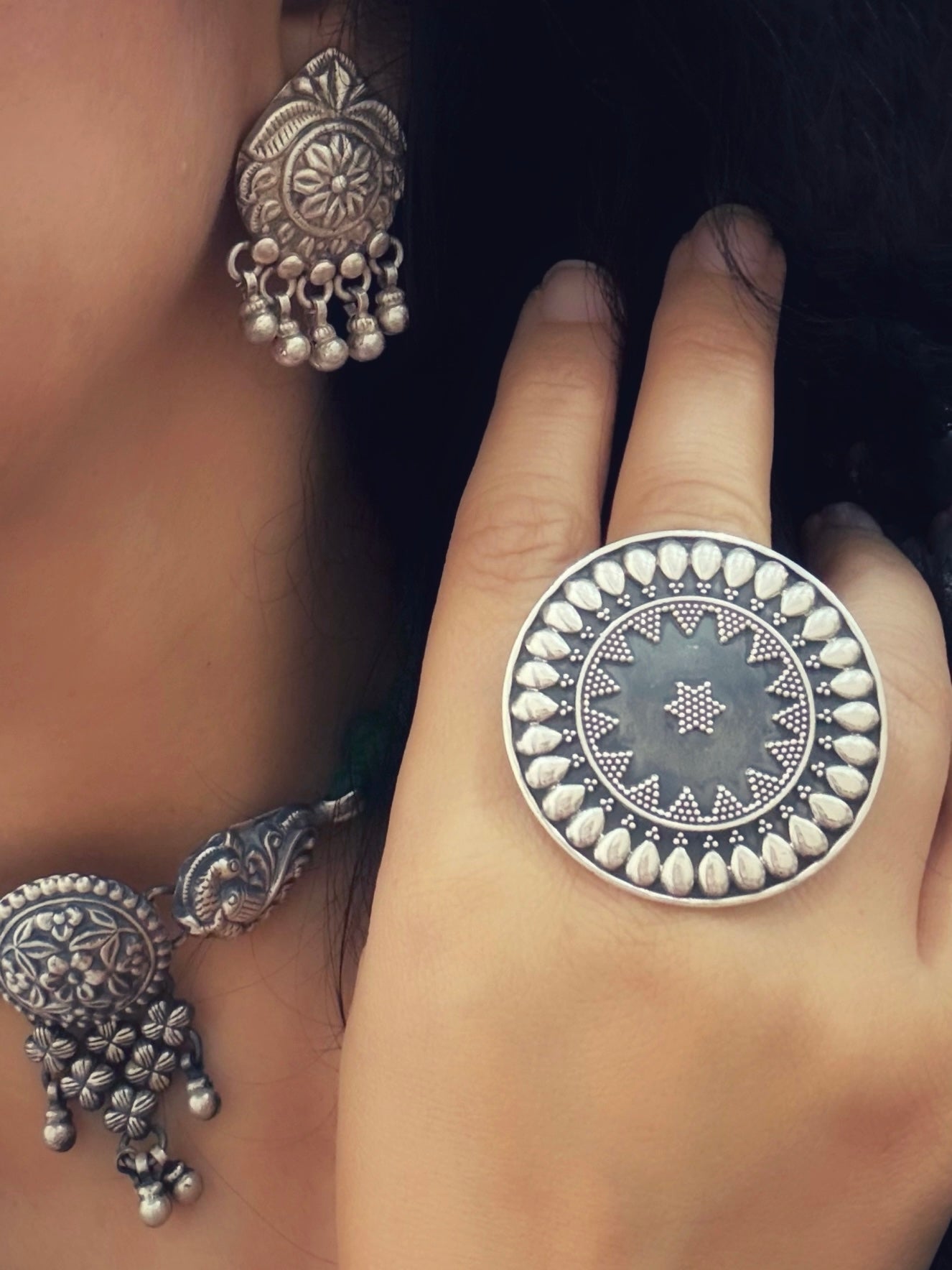 Pankhudi – 92.5 Silver Tribal Choker Handcrafted