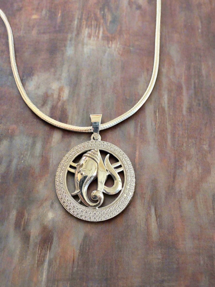 Silver Unisex Ganesha Pendant 92.5 (Without Chain)