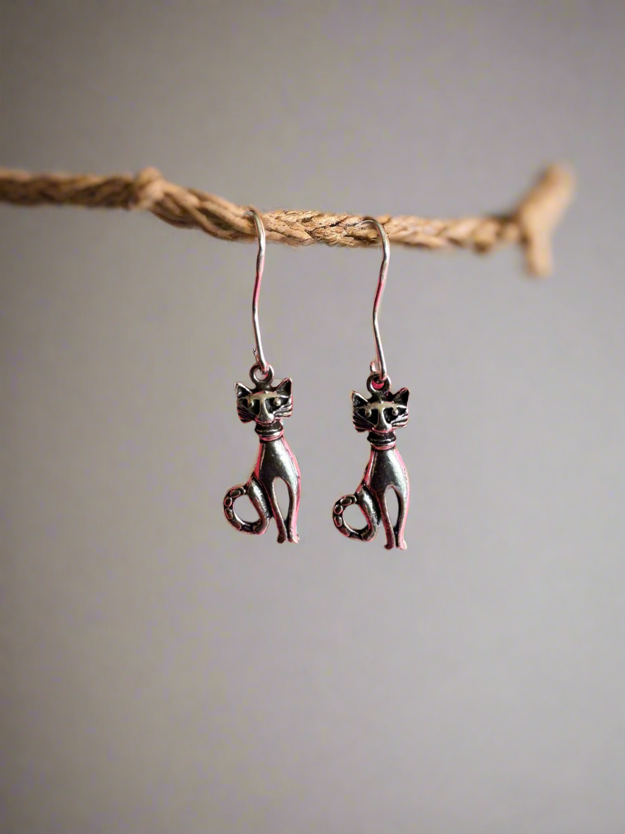 Silver Cat Earrings