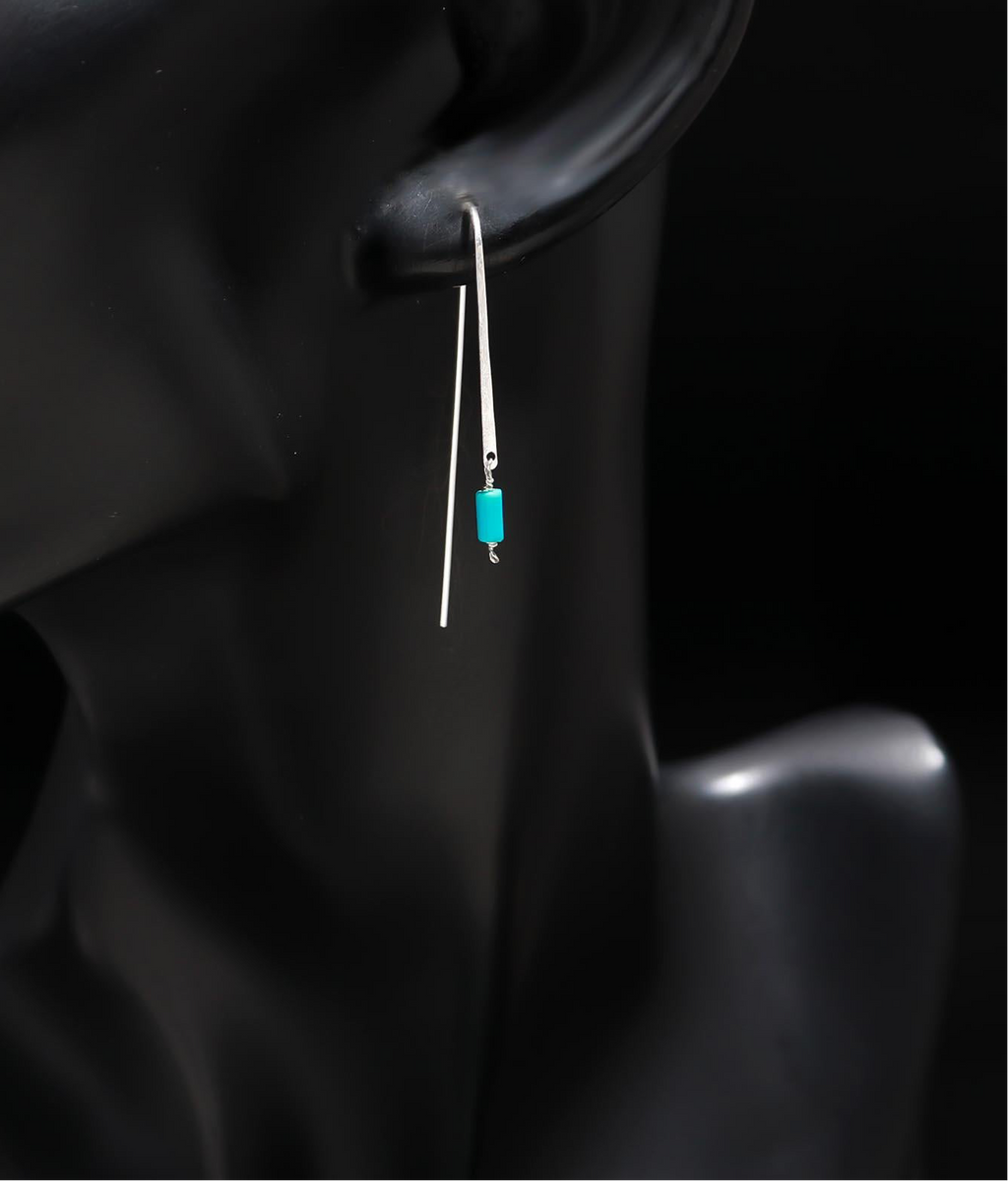 92.5 Silver Trendy Blue Hanging Earrings
