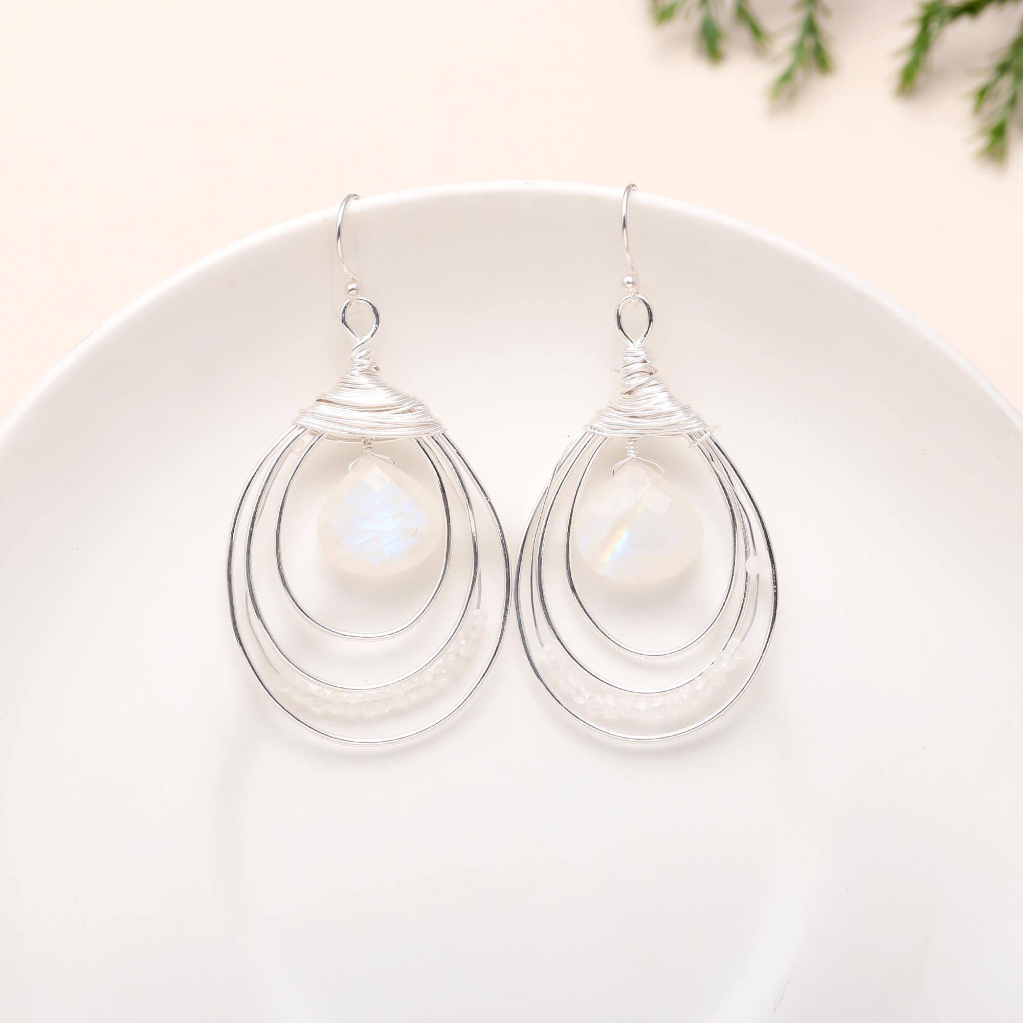 Silver Hanging Hoops Earrings 92.5 Silver