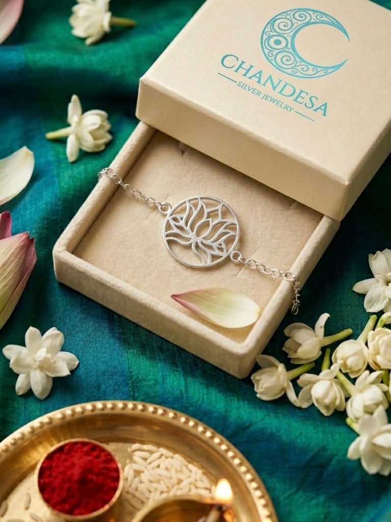 Divya Kamal Rakhi - Hancrafted 925 Silver