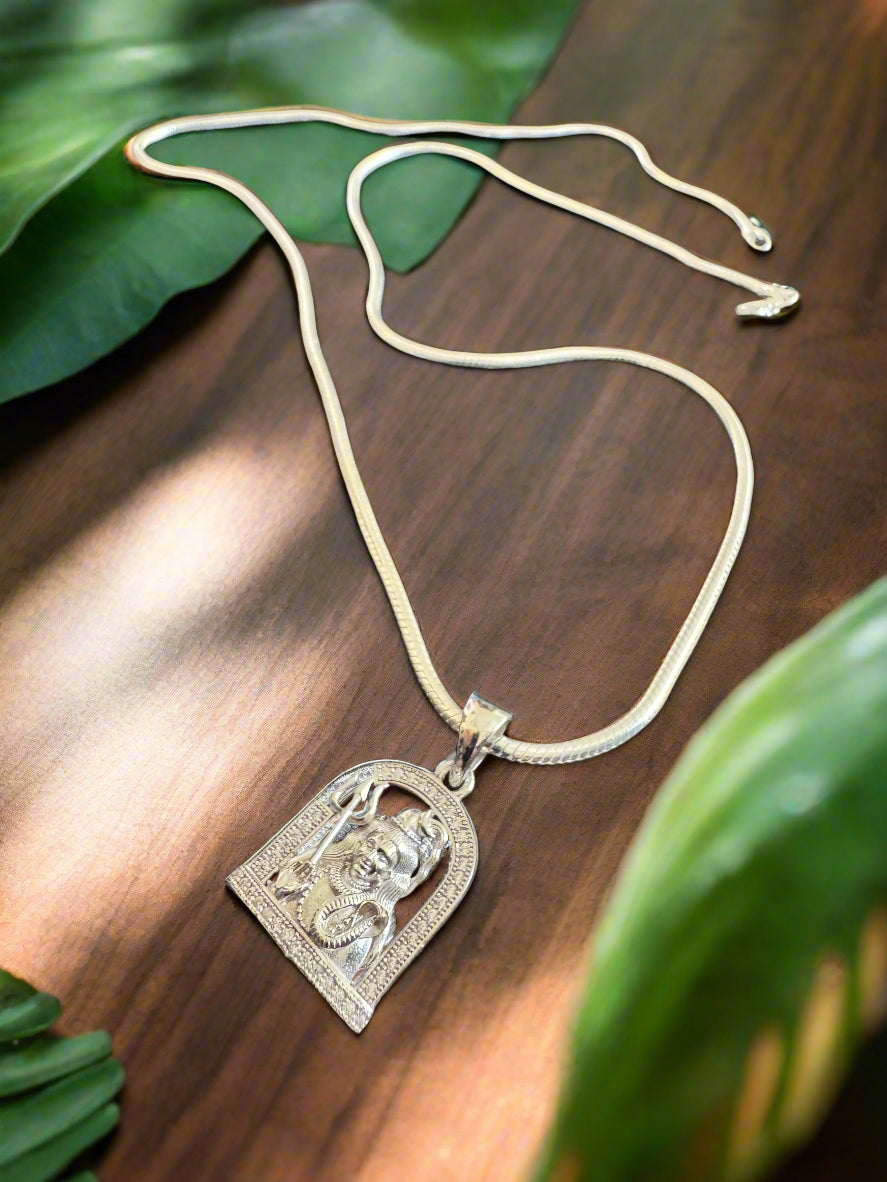 92.5 Silver Unisex Shiva Pendant (Without Chain)