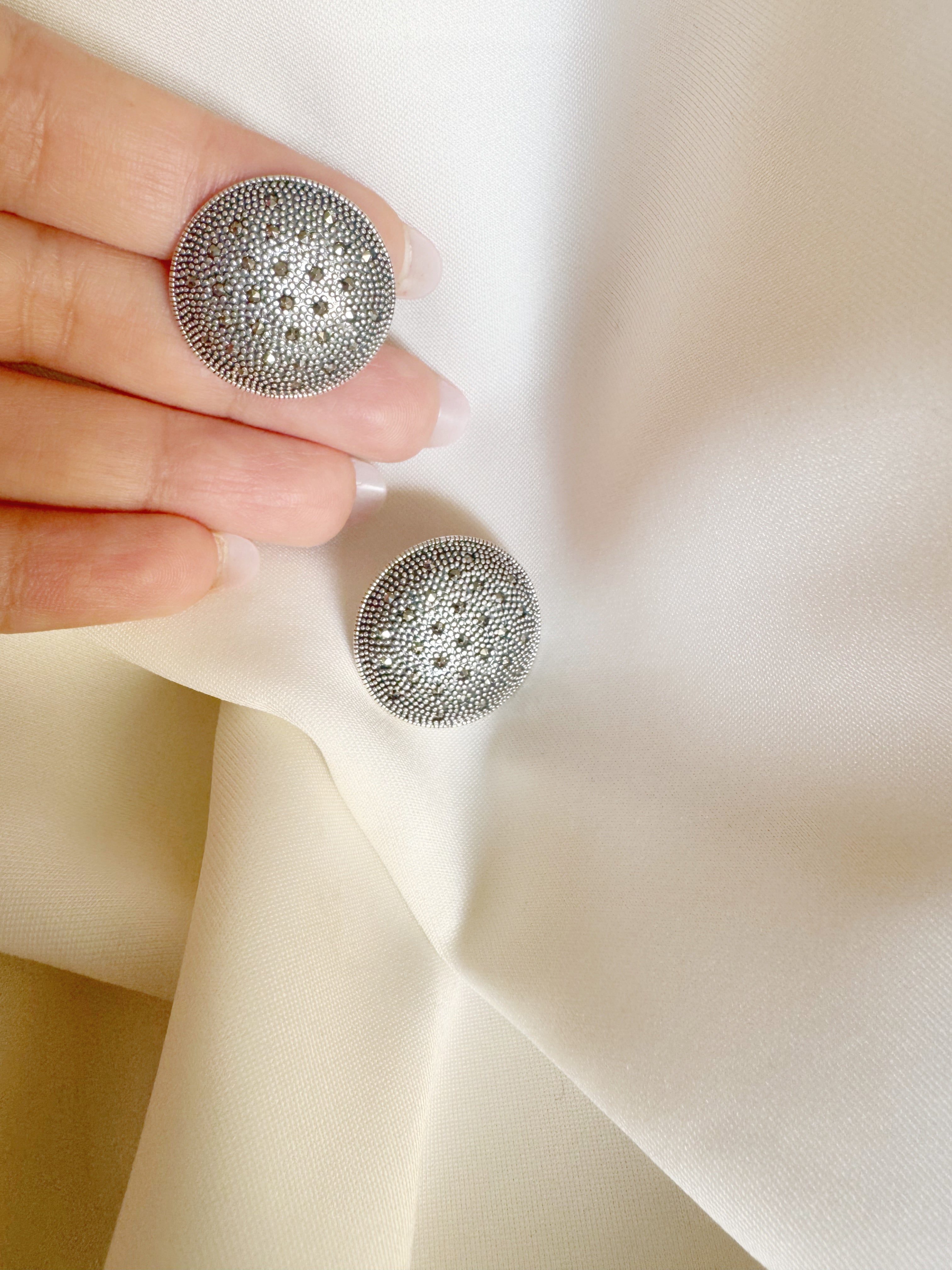 Nakshi 92.5 Silver Marcasite Stud Earrings