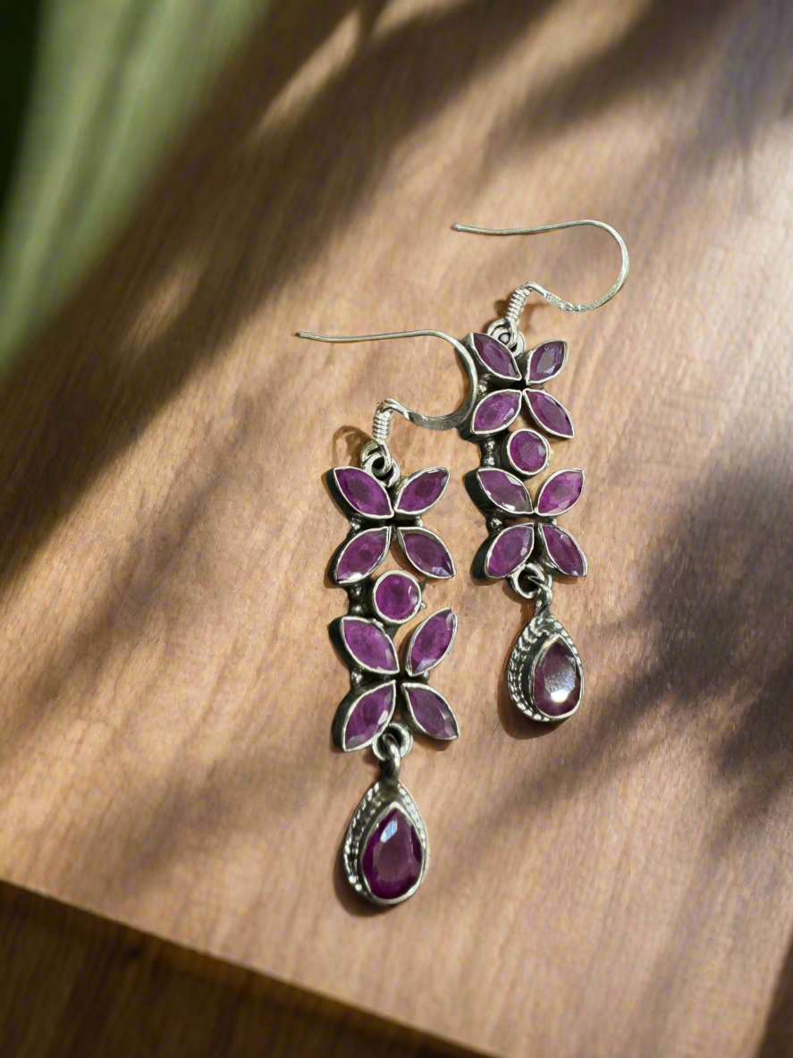 92.5 Silver Pink Hanging Earrings