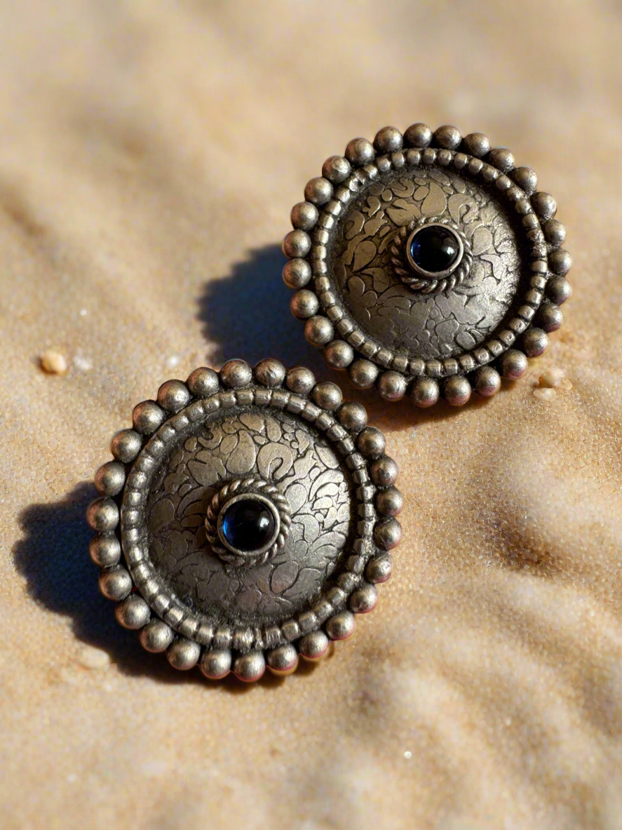 92.5 Silver Round Earrings